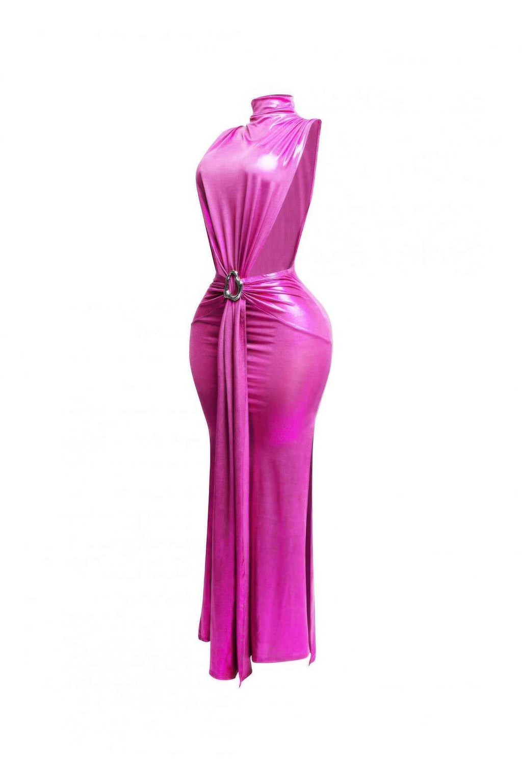 Mock Neck And Tied Waist Dress