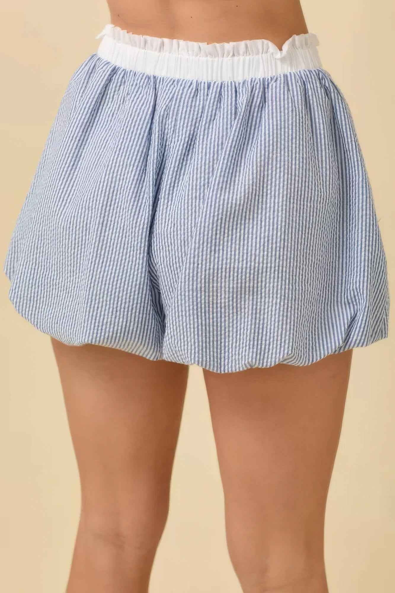 Seersucker Stripe Bubble Hem Boxer Shorts