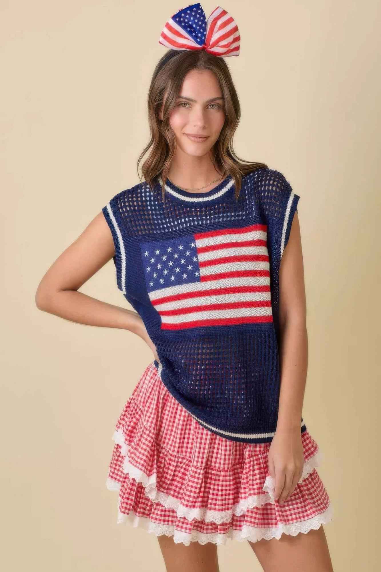 Gingham Ruffle Skort With Eyelet Ruffle