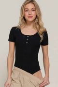 Short Slv Snap Button Rib Bodysuit