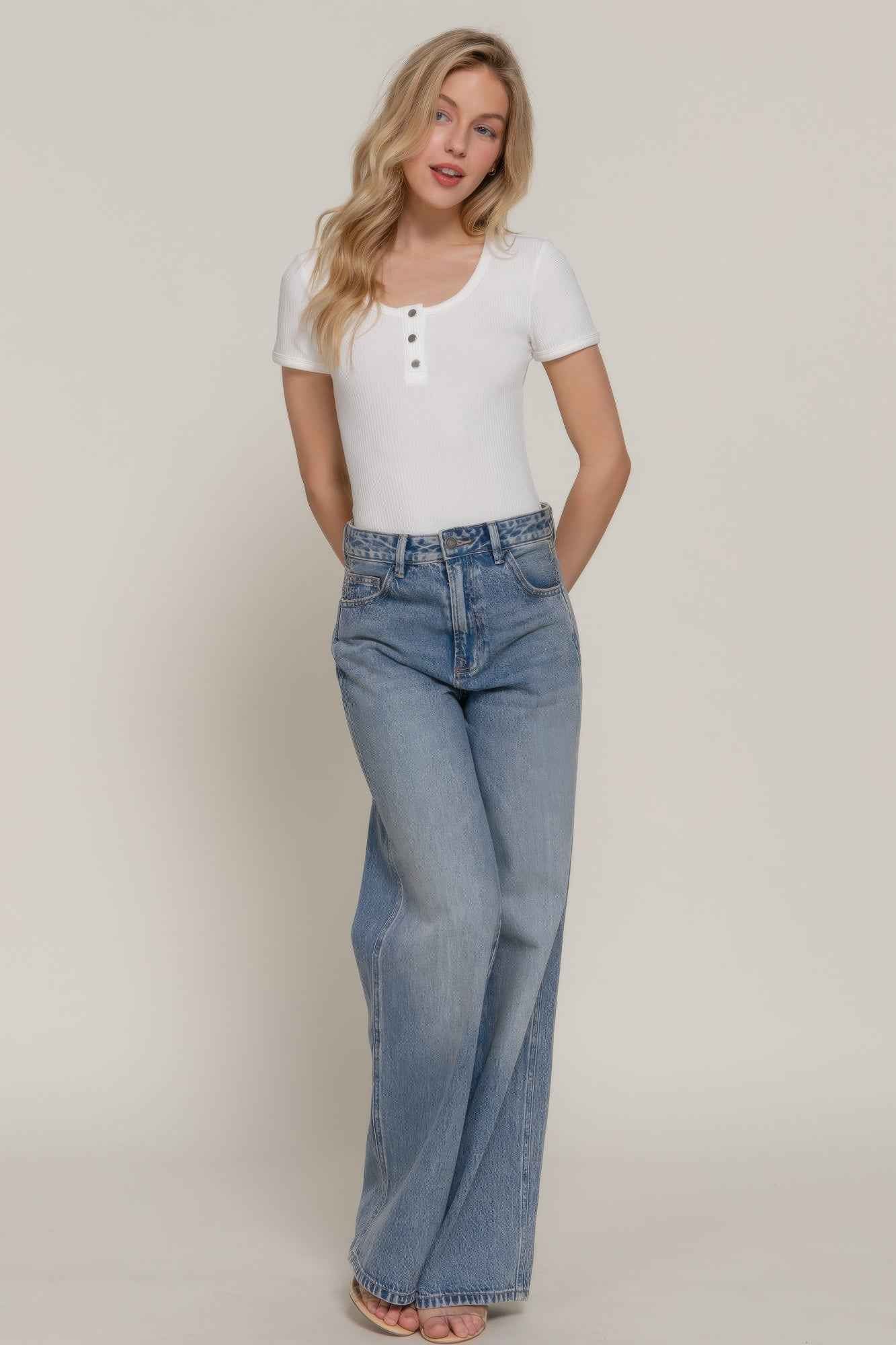 Short Slv Snap Button Rib Bodysuit