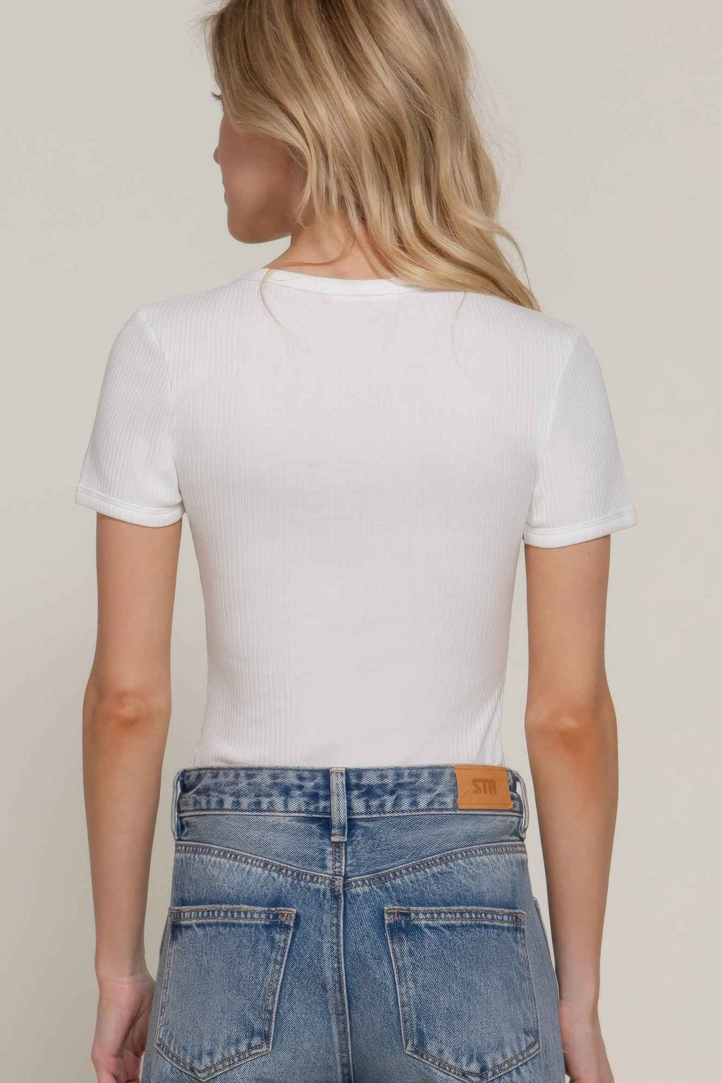 Short Slv Snap Button Rib Bodysuit