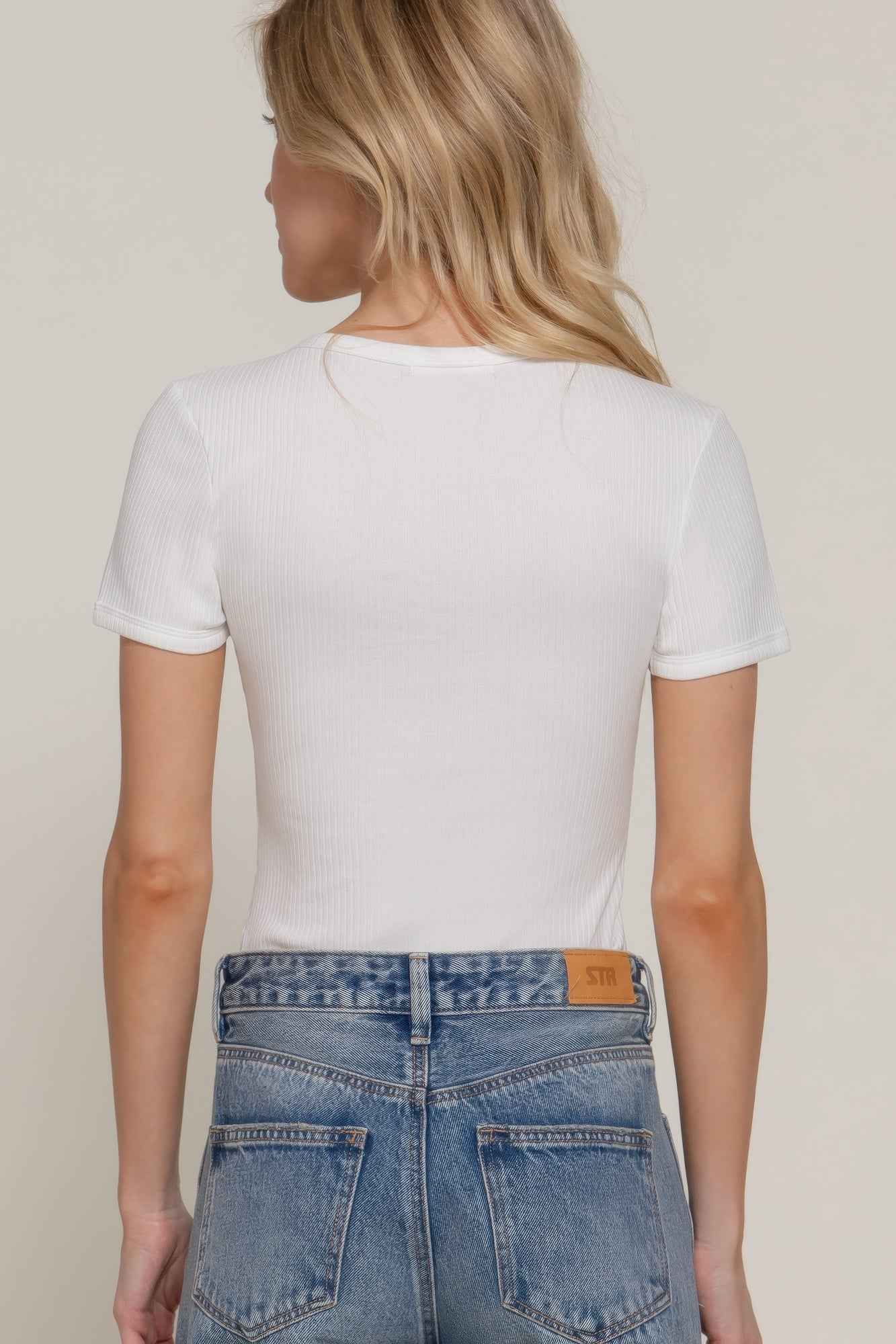 Short Slv Snap Button Rib Bodysuit