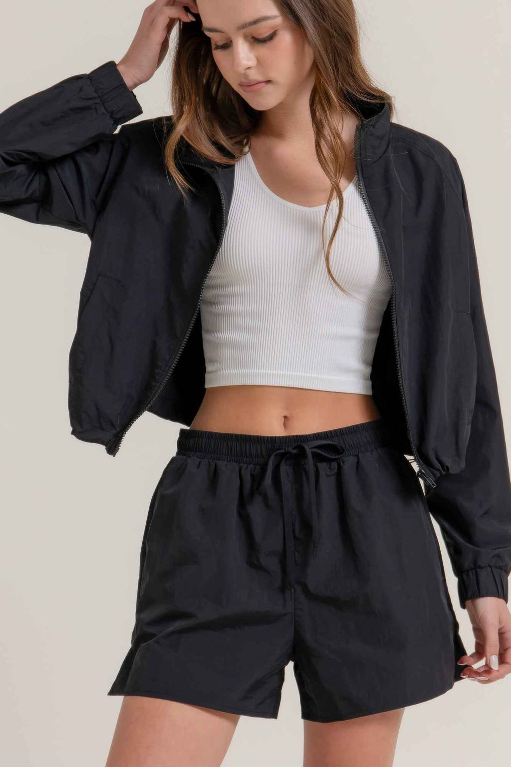 Anorak Side Slit Workout Shorts