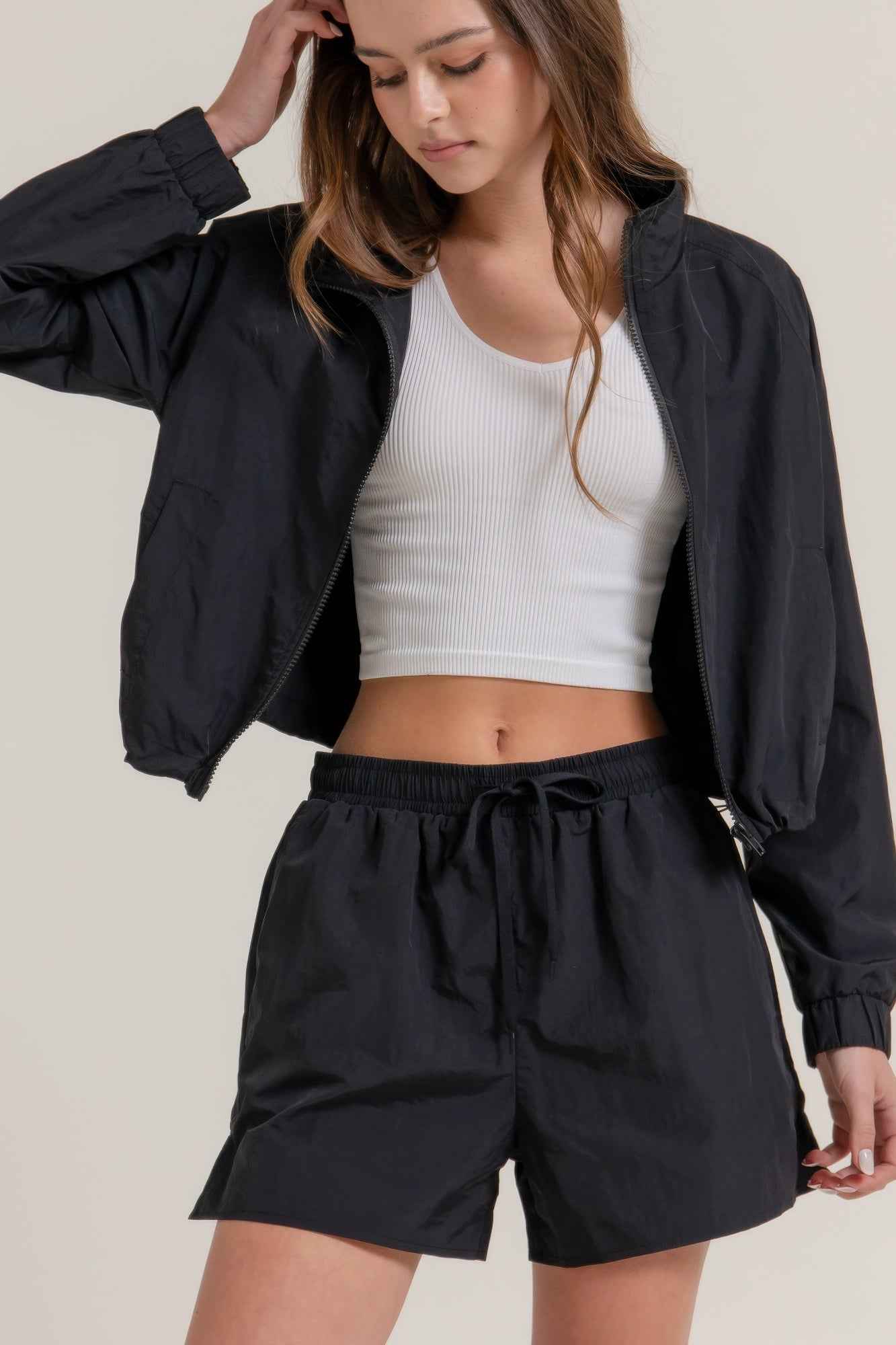 Anorak Side Slit Workout Shorts