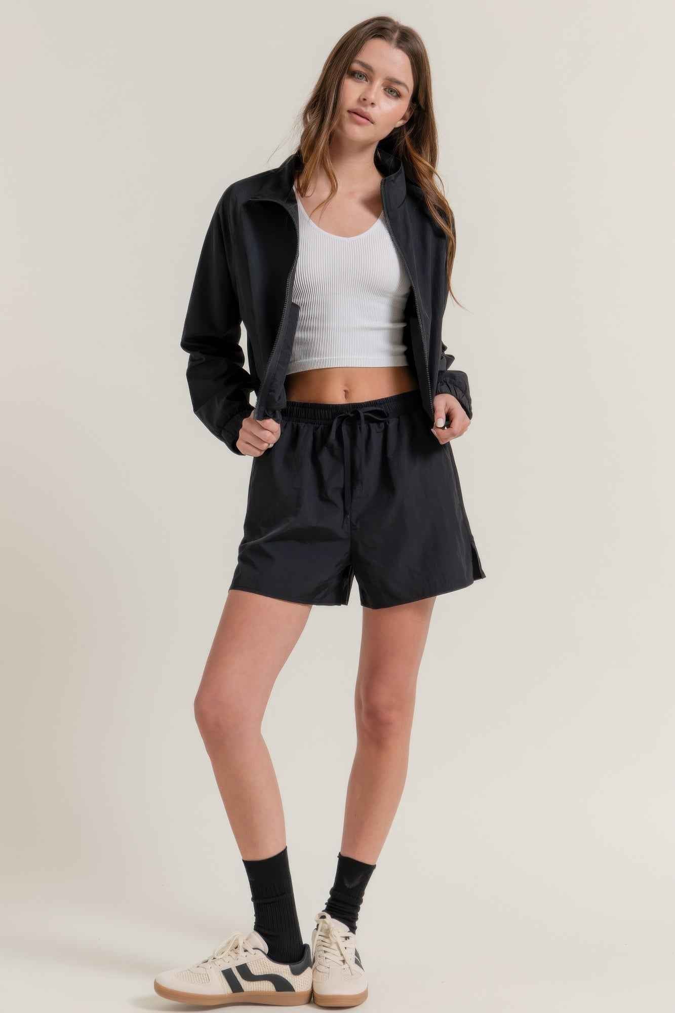 Anorak Side Slit Workout Shorts