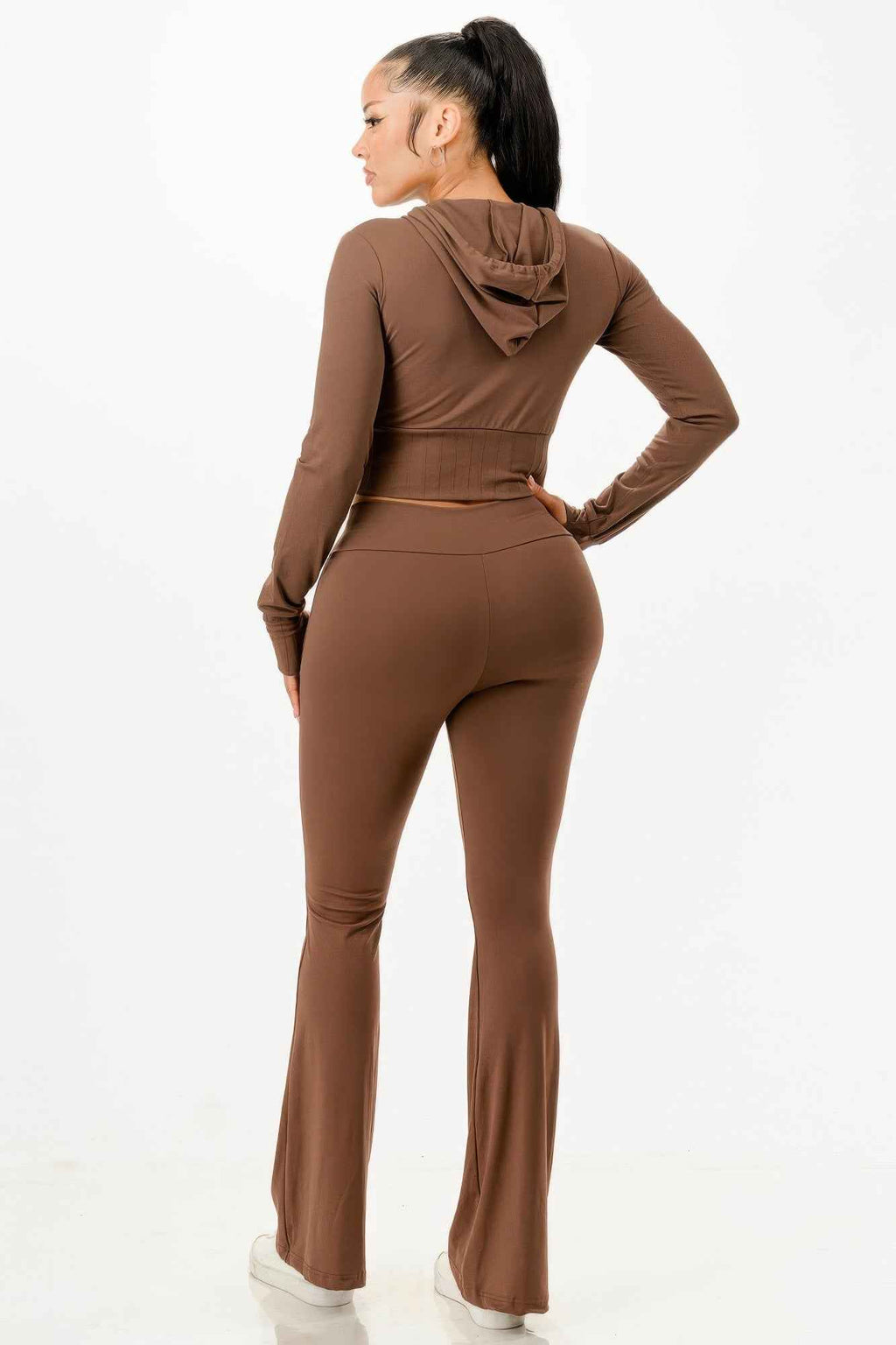 Butter Soft Crop Hoodie And Flare Pants Set