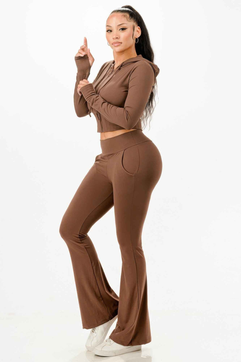 Butter Soft Crop Hoodie And Flare Pants Set