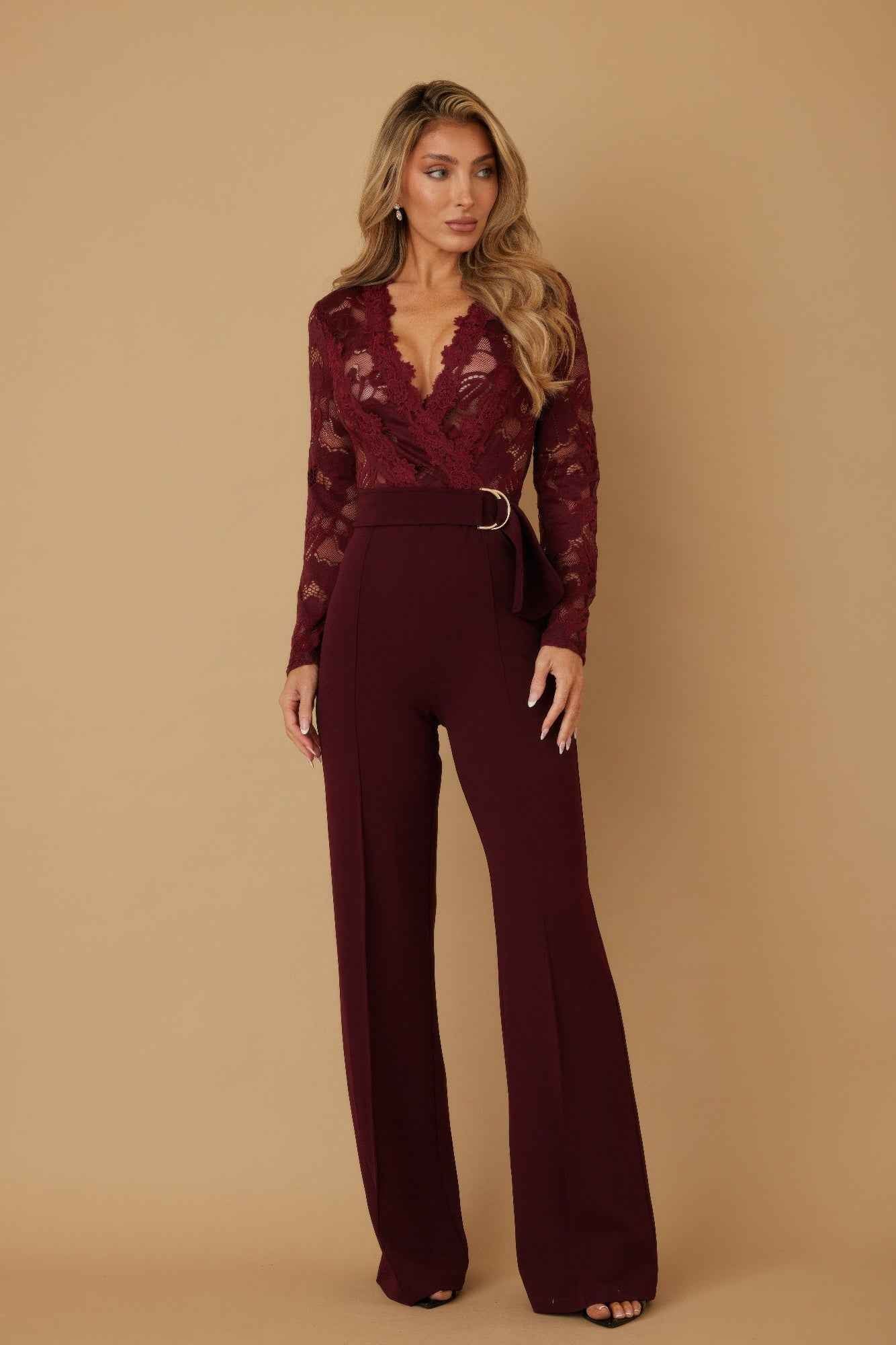 Lace Crochet Long Sleeve Jumpsuit