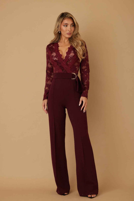 Lace Crochet Long Sleeve Jumpsuit