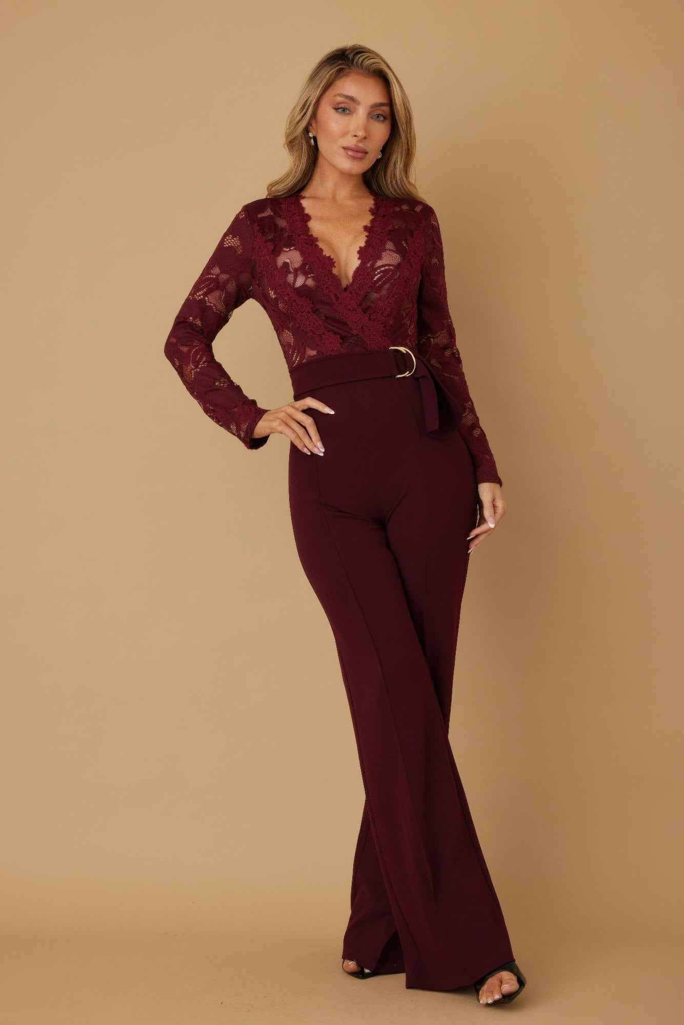 Lace Crochet Long Sleeve Jumpsuit