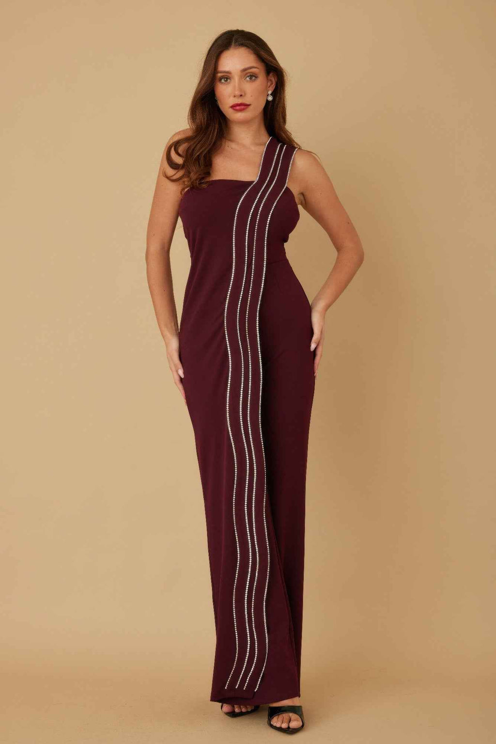 Flap Rhinestone Edge Jumpsuit