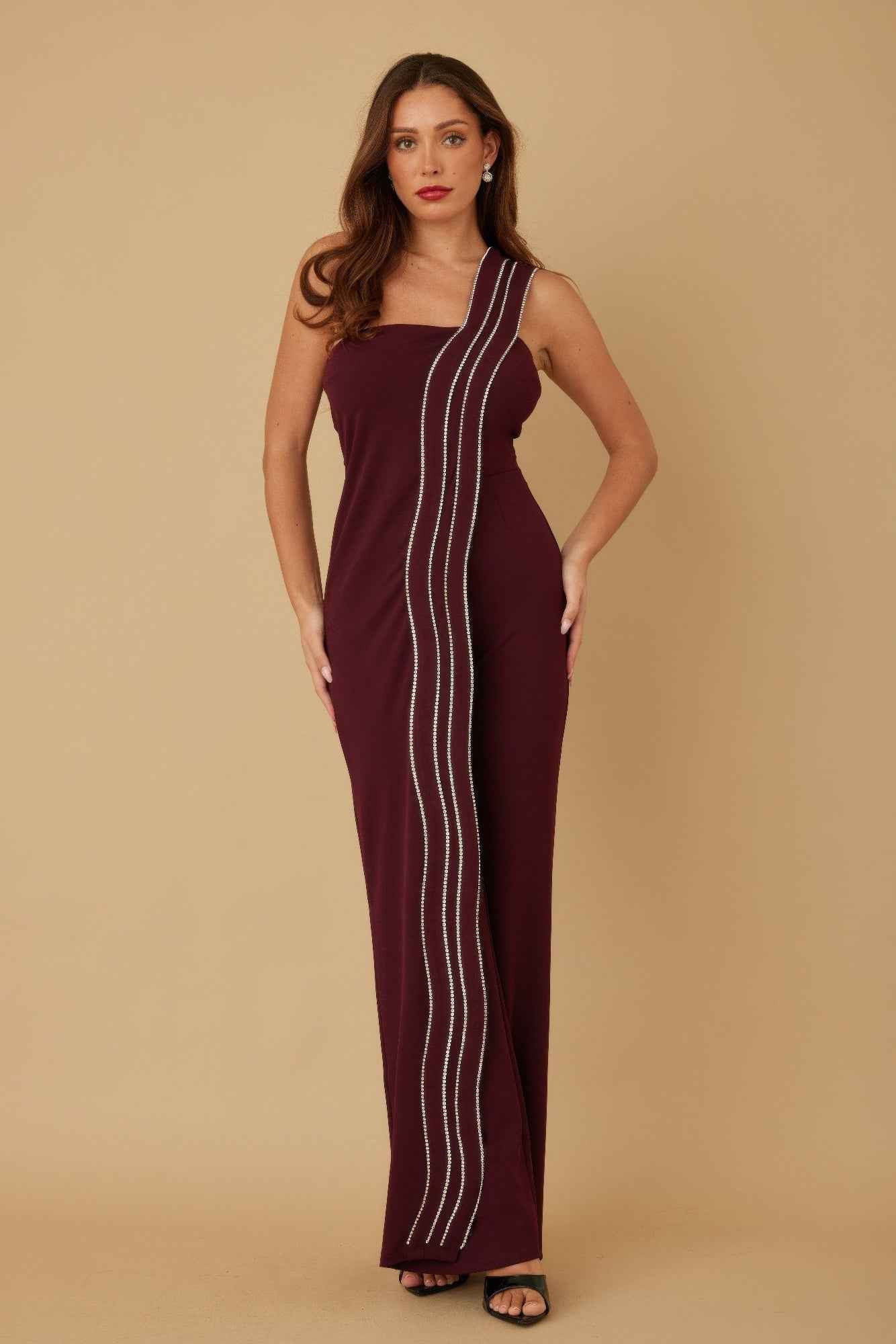 Flap Rhinestone Edge Jumpsuit
