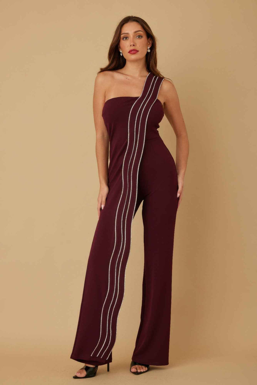 Flap Rhinestone Edge Jumpsuit