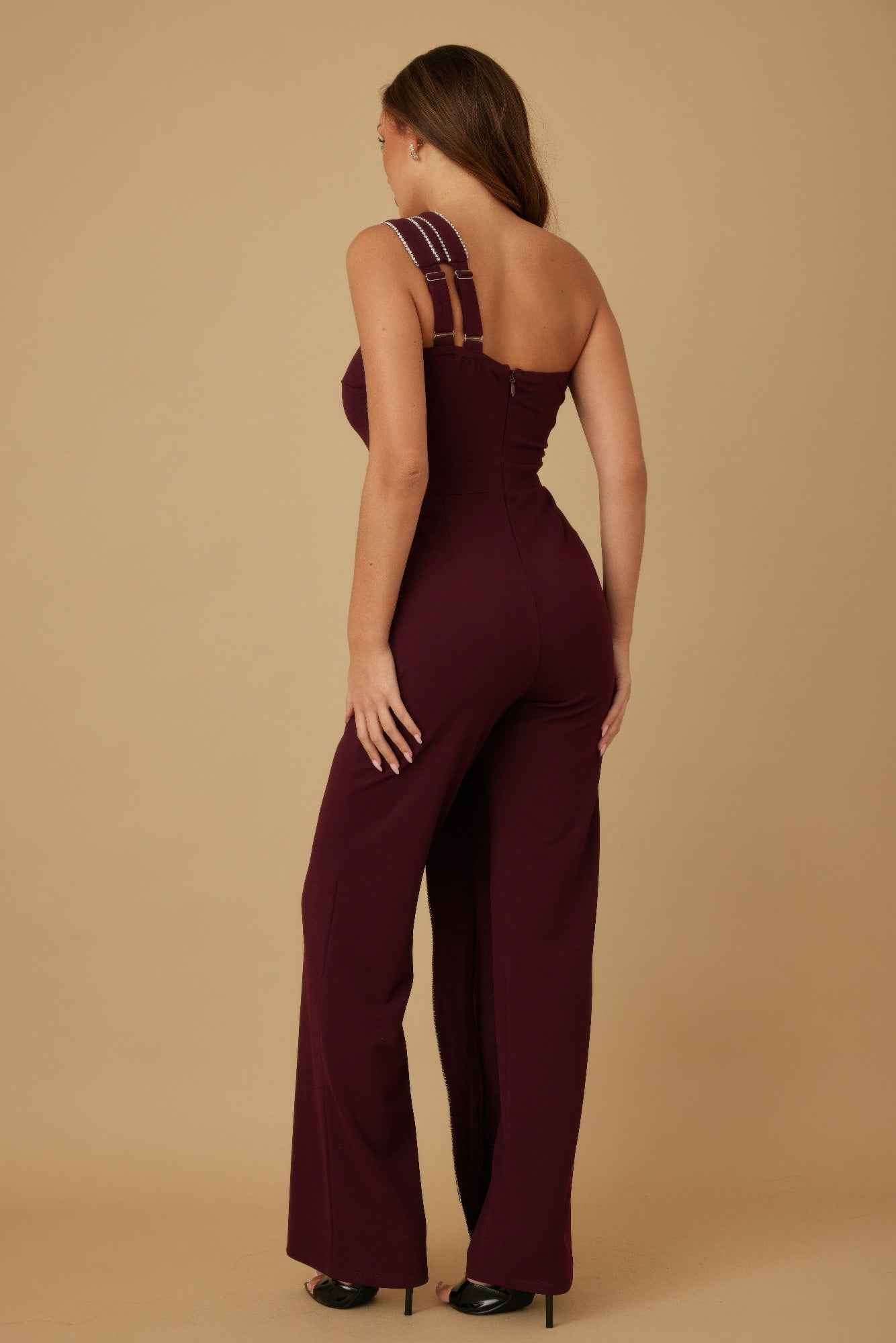 Flap Rhinestone Edge Jumpsuit