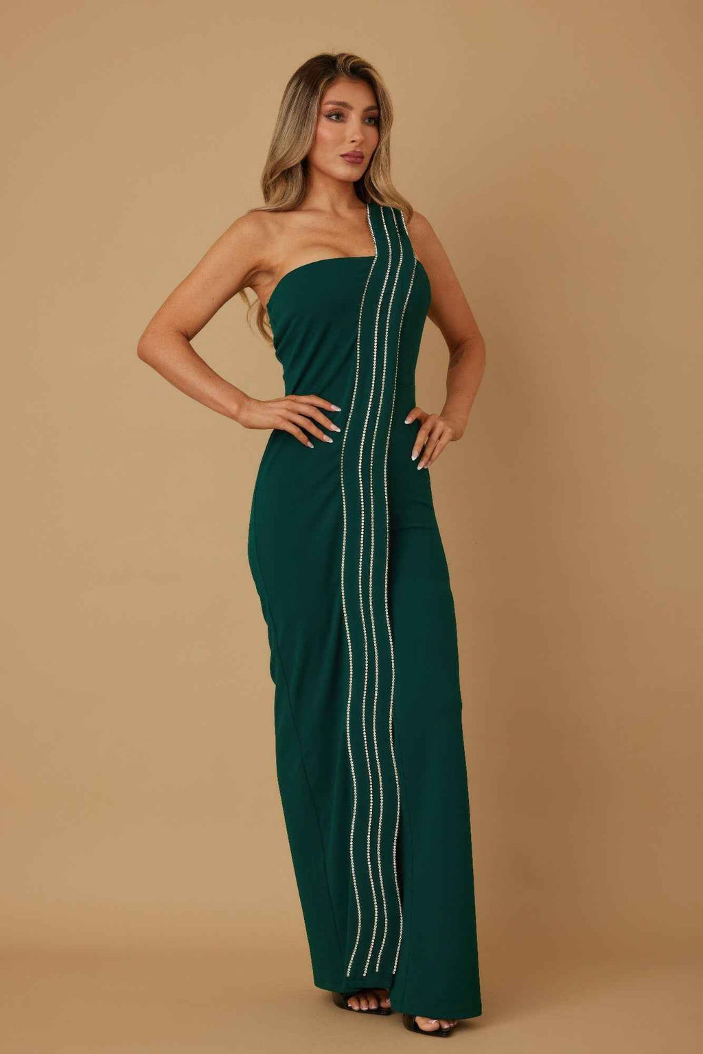 Flap Rhinestone Edge Jumpsuit