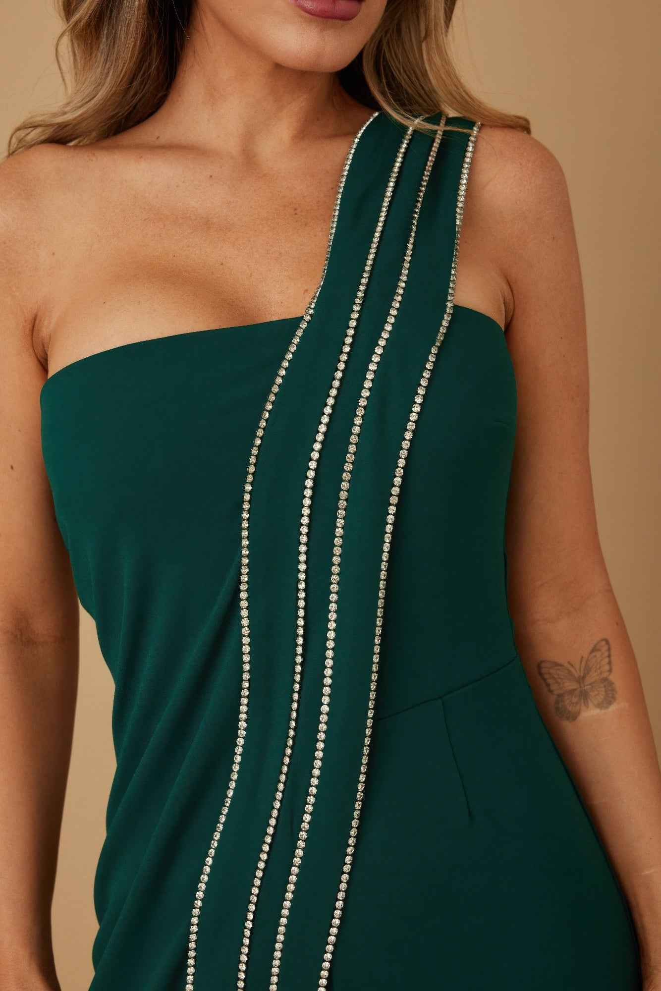 Flap Rhinestone Edge Jumpsuit
