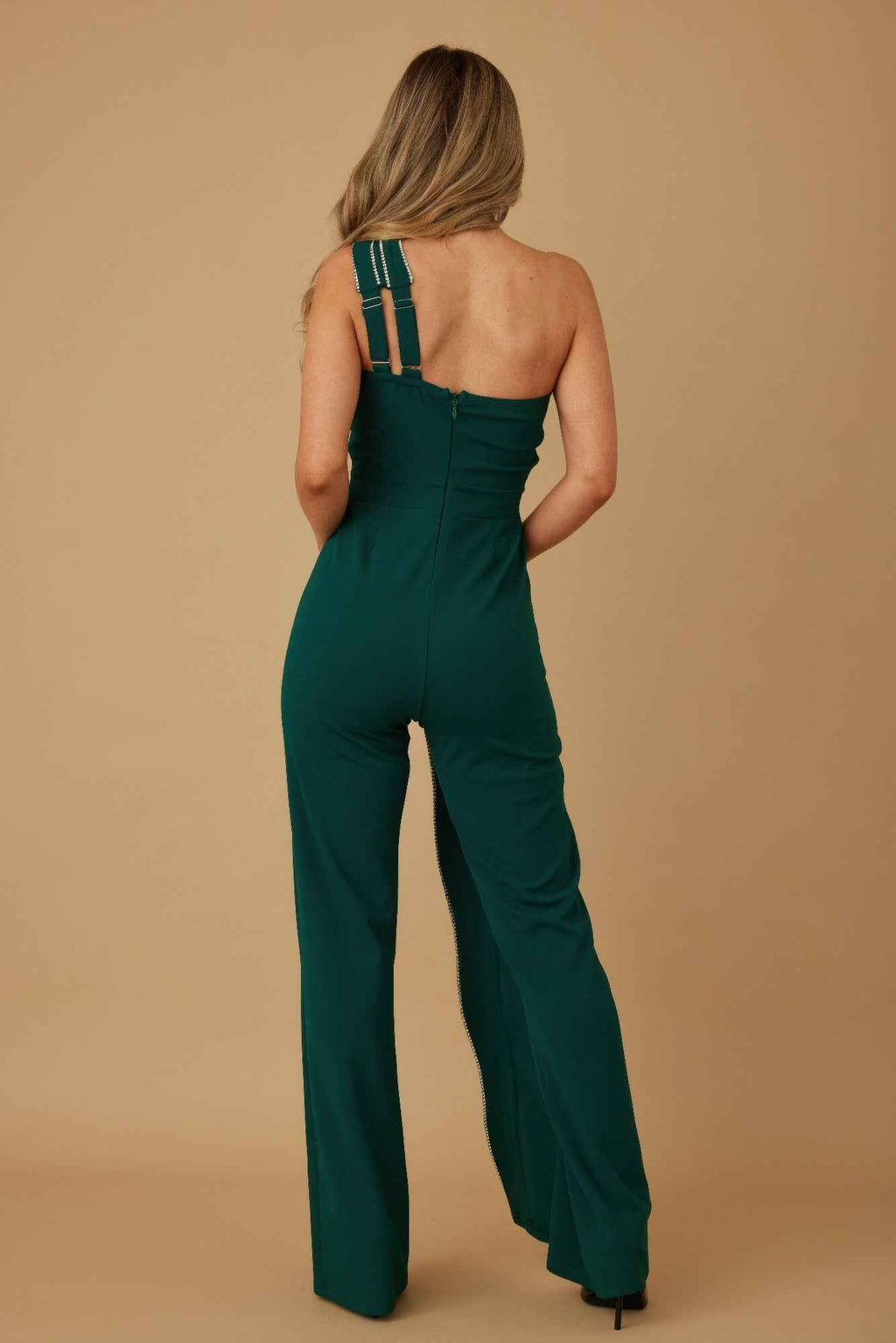 Flap Rhinestone Edge Jumpsuit