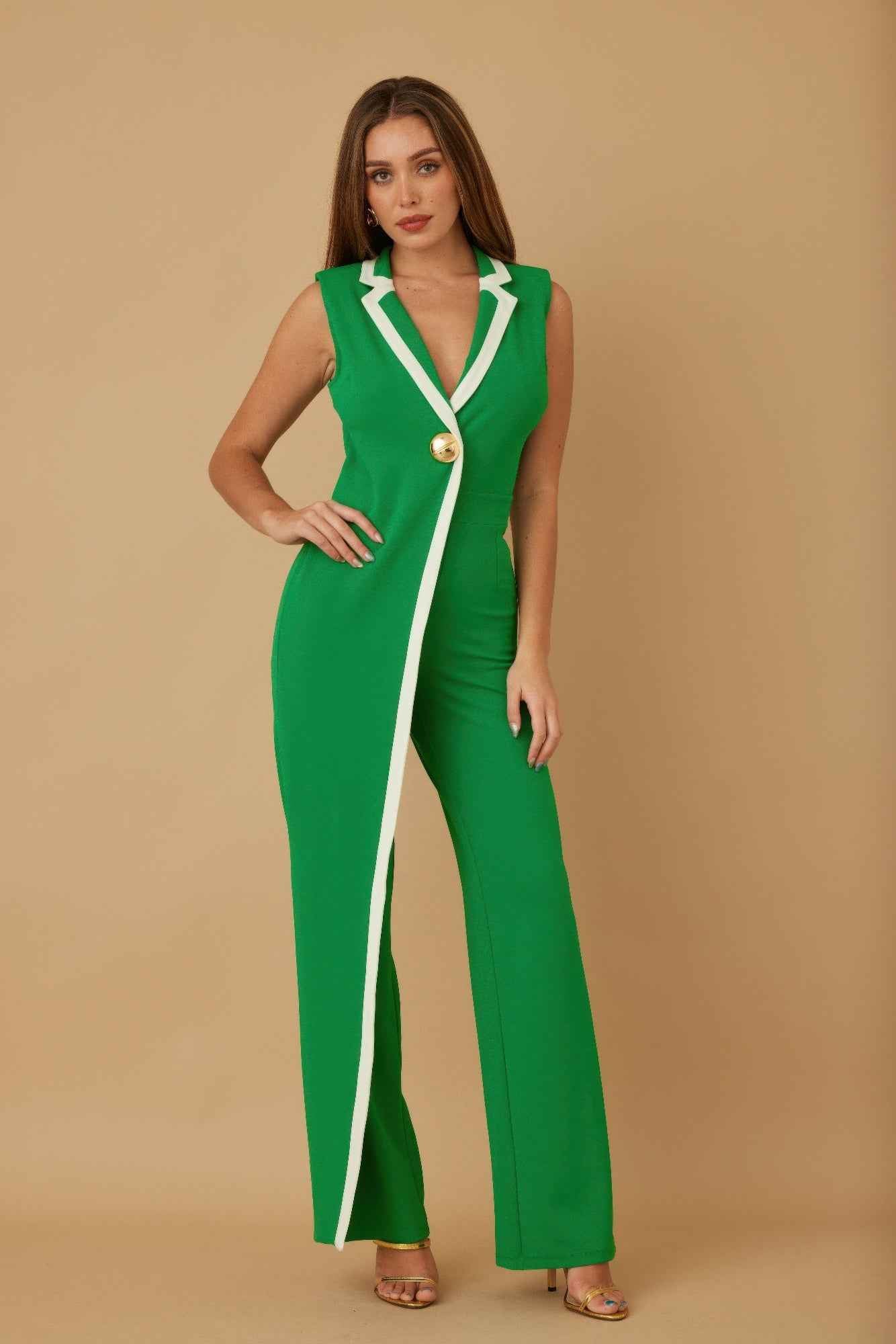 Single Golden Bell Button Jumpsuit