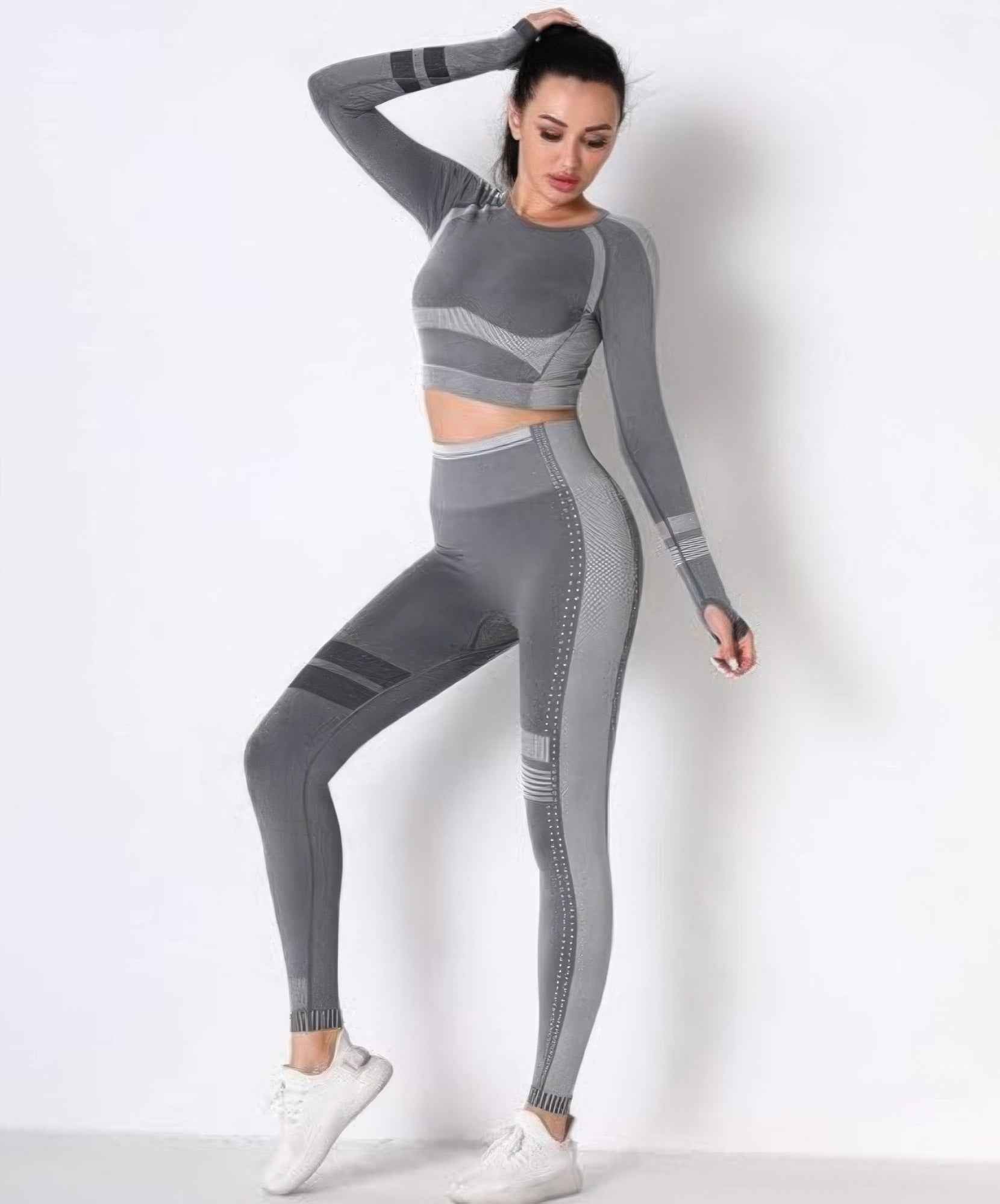 Seamless Long Sleeve Solid Yoga Set