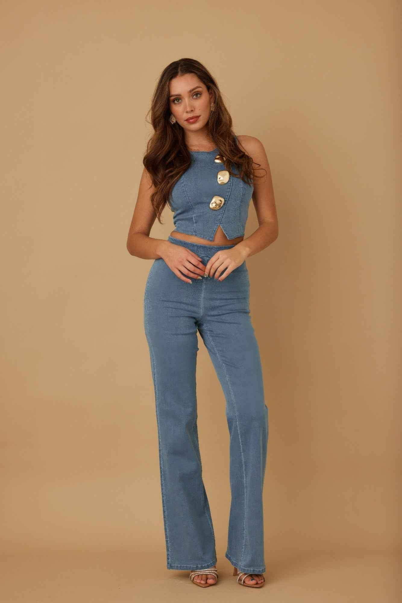 Crop Vest Casual Sets