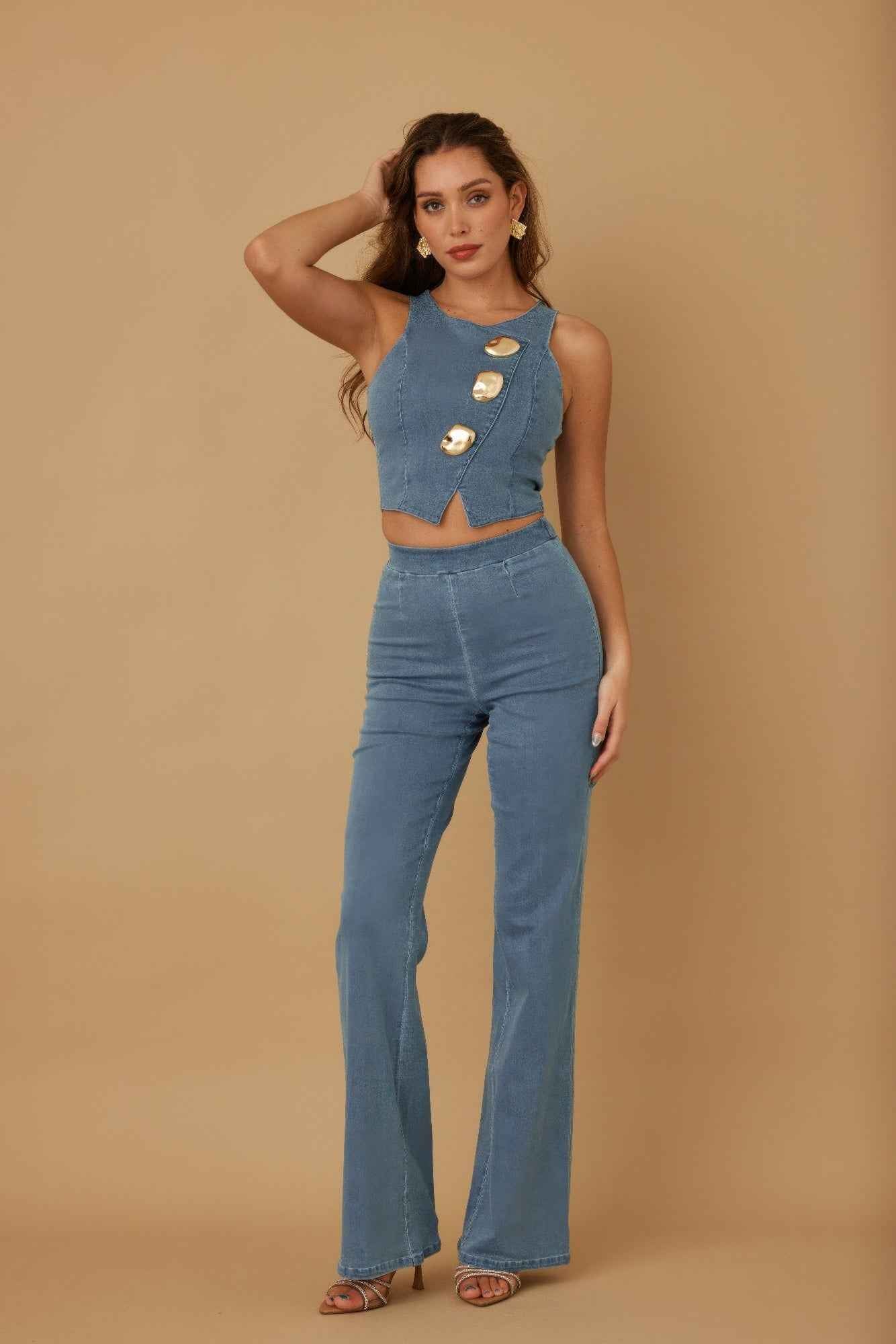 Crop Vest Casual Sets
