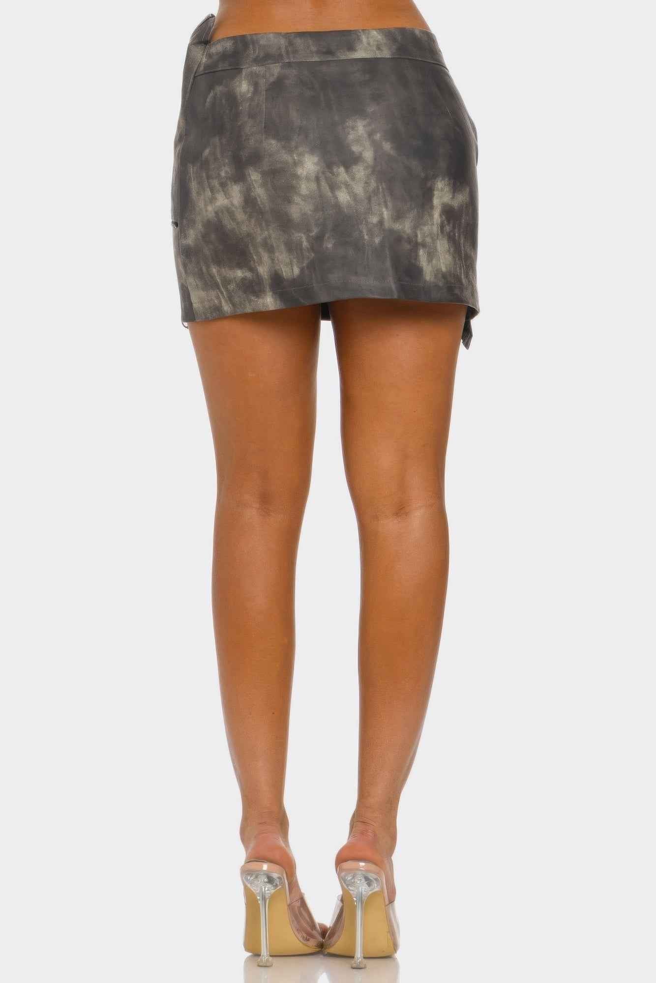 Faux Leather Strap Mini Skirt