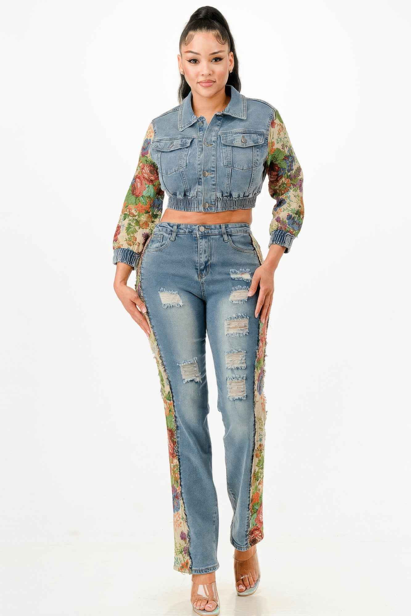 Tapestry Contrast Denim Set