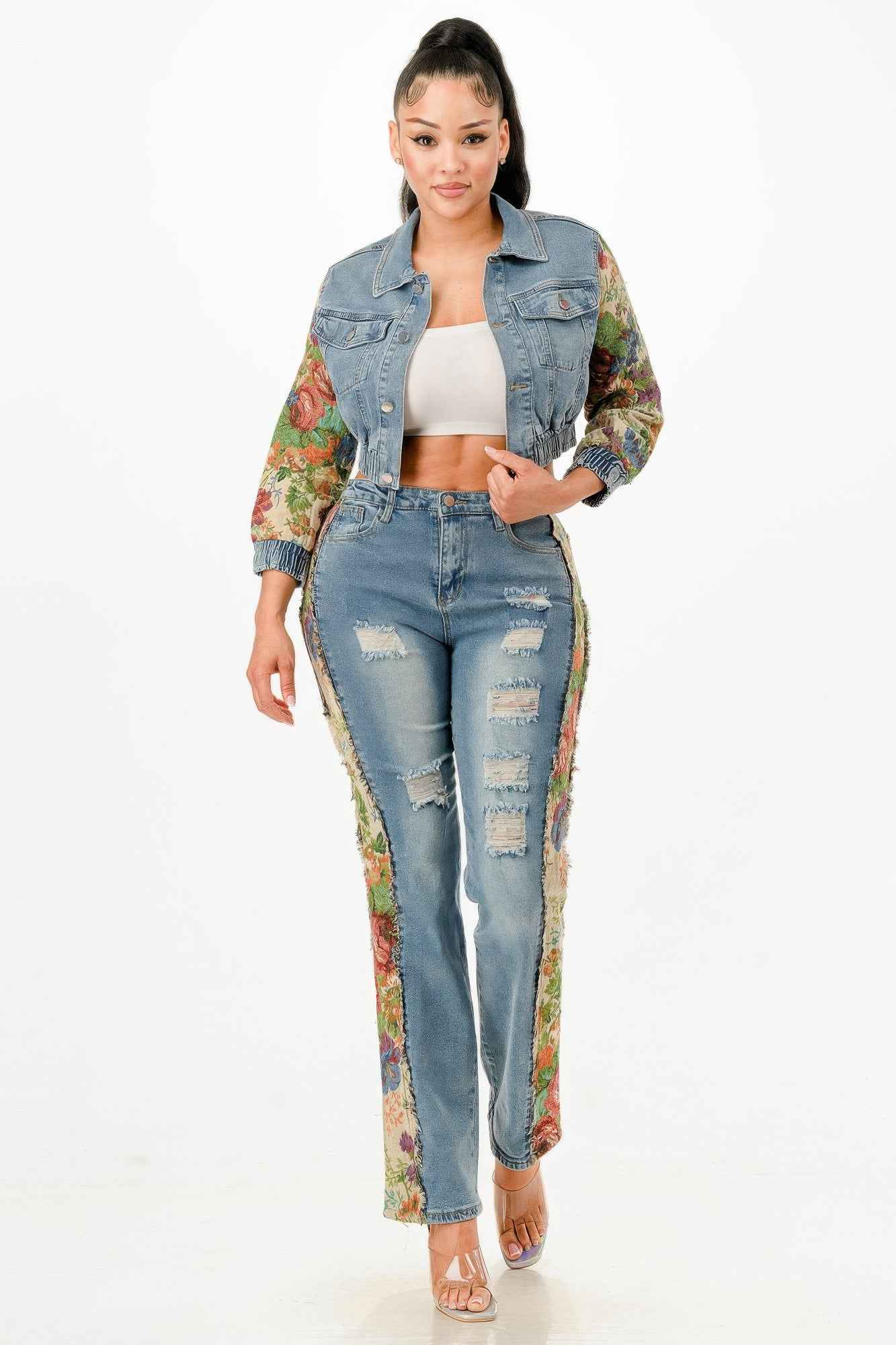 Tapestry Contrast Denim Set