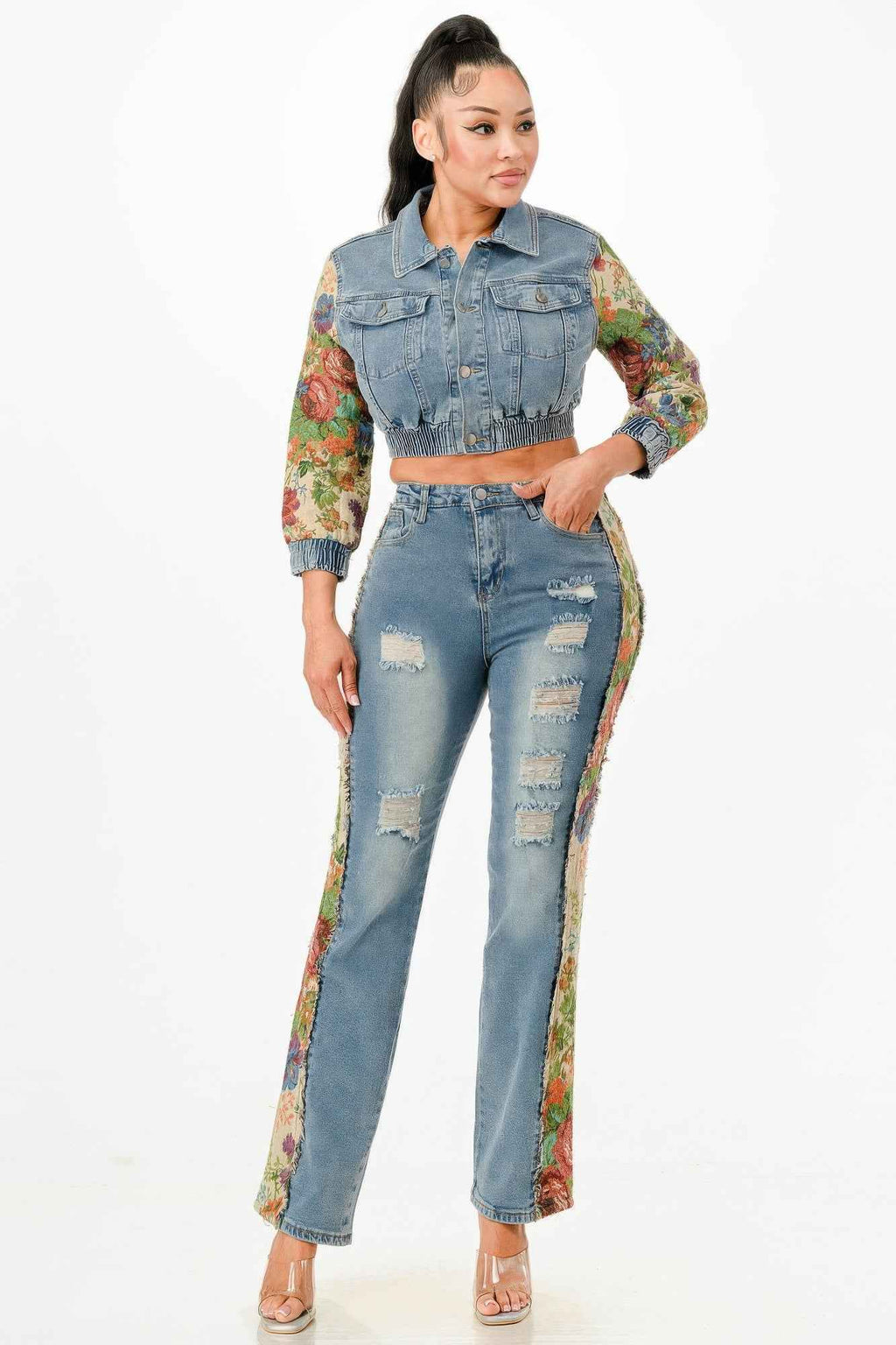 Tapestry Contrast Denim Set