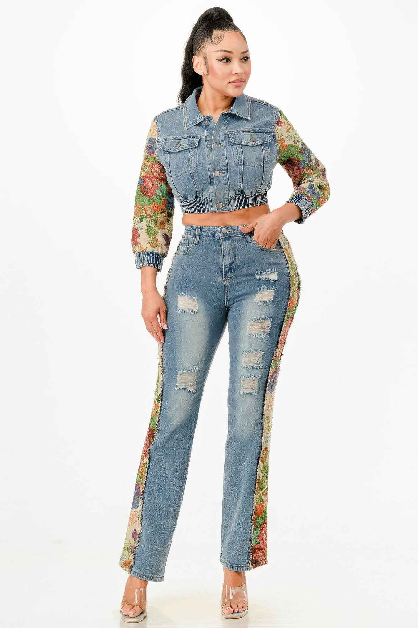 Tapestry Contrast Denim Set