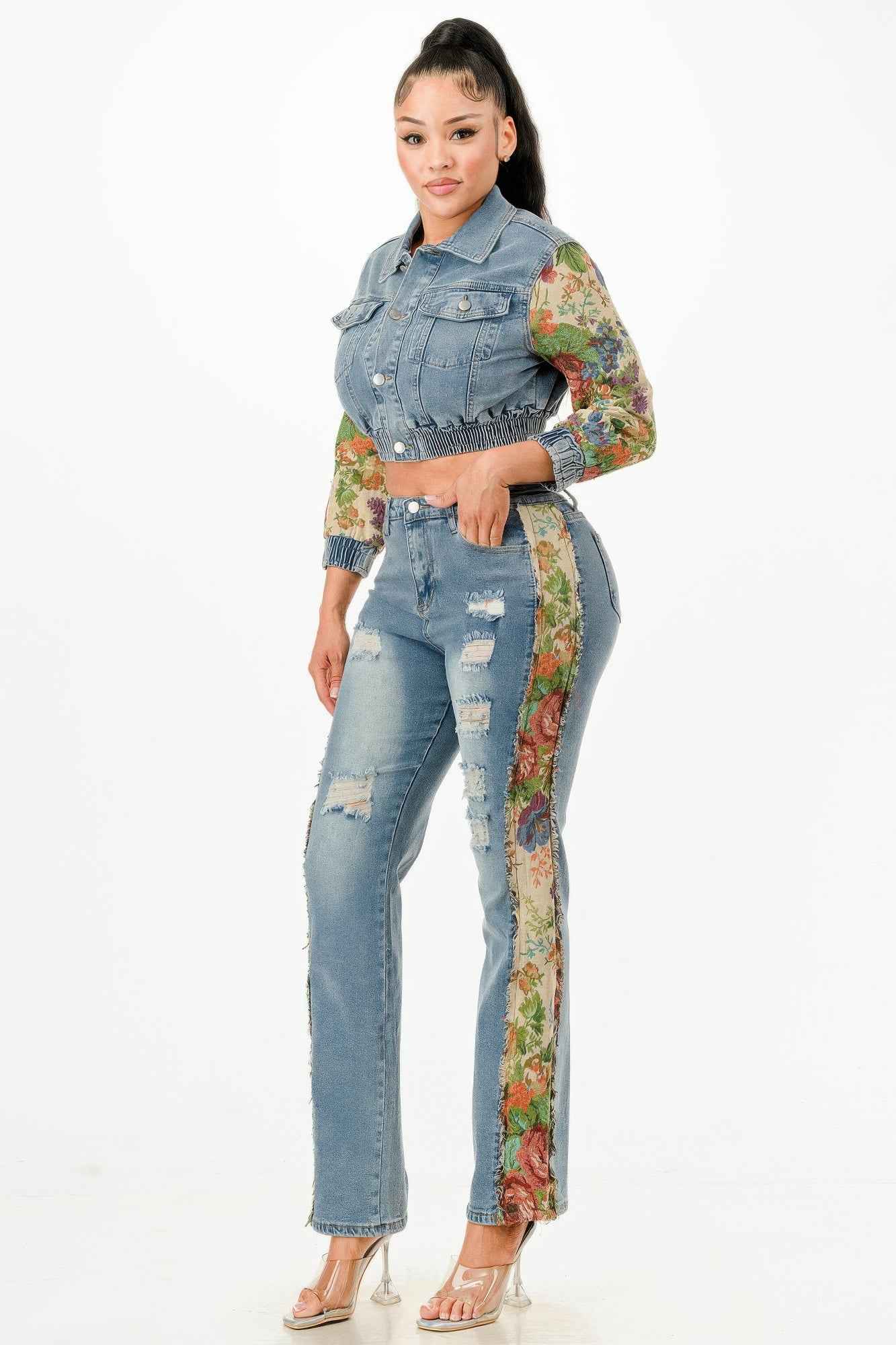 Tapestry Contrast Denim Set