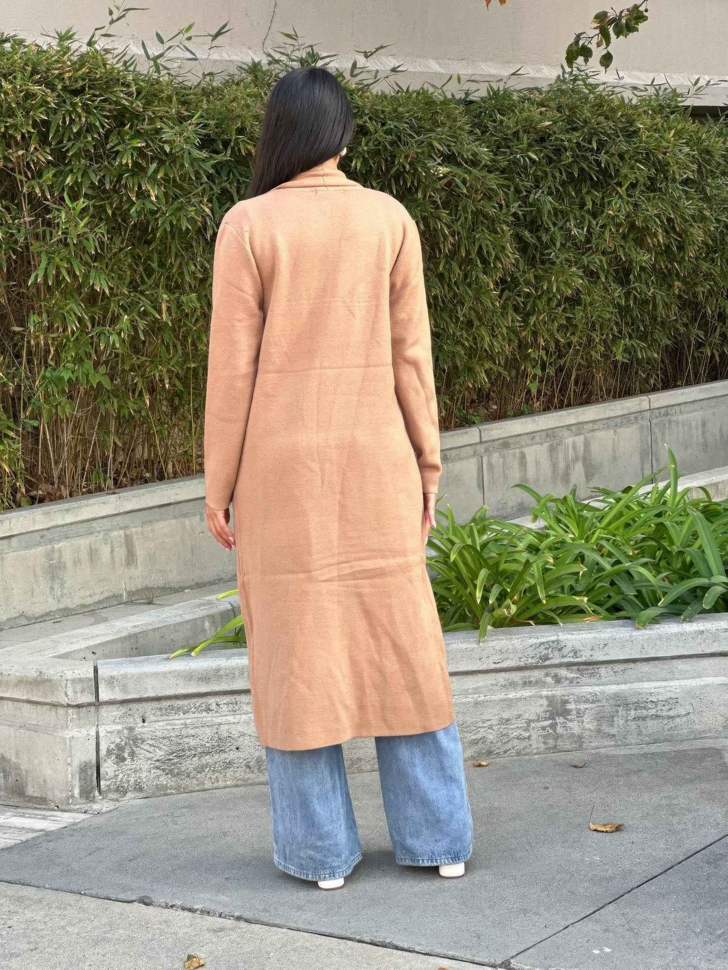 Clover Fine Knit Midi Cardi Cardigan With Pockets