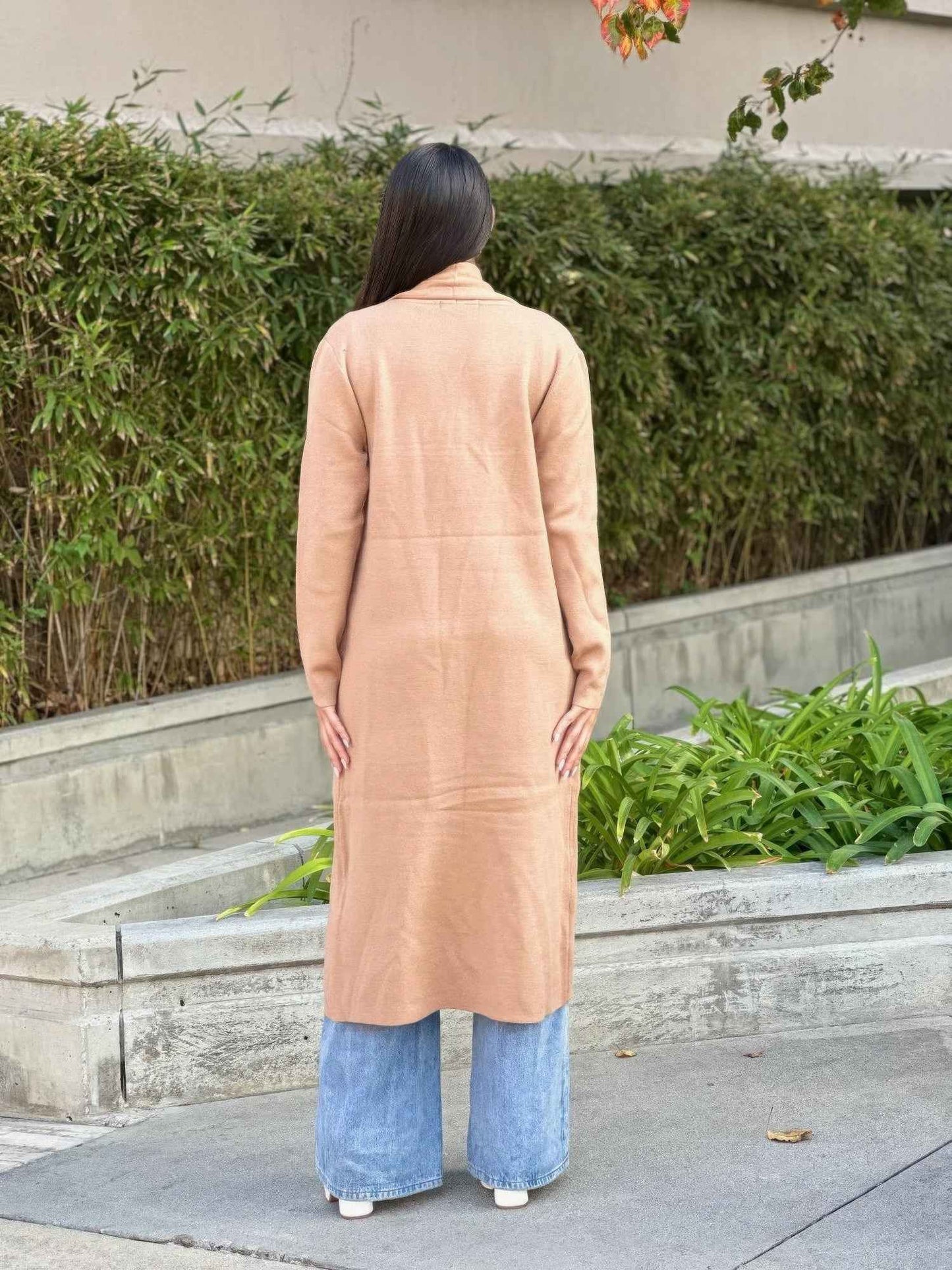 Clover Fine Knit Midi Cardi Cardigan With Pockets