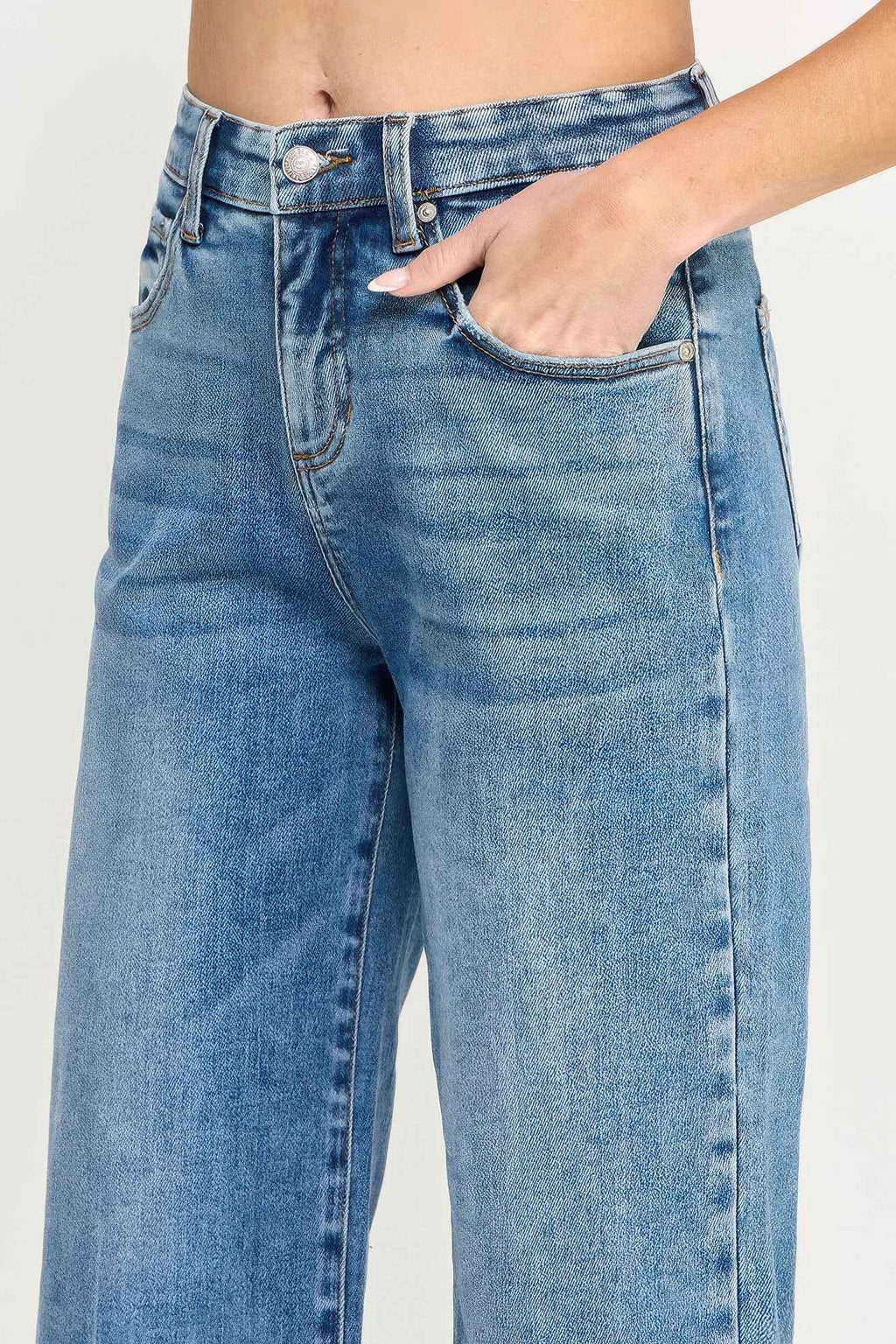 Tummy Control High Rise Crop Wide W/ Released Hem