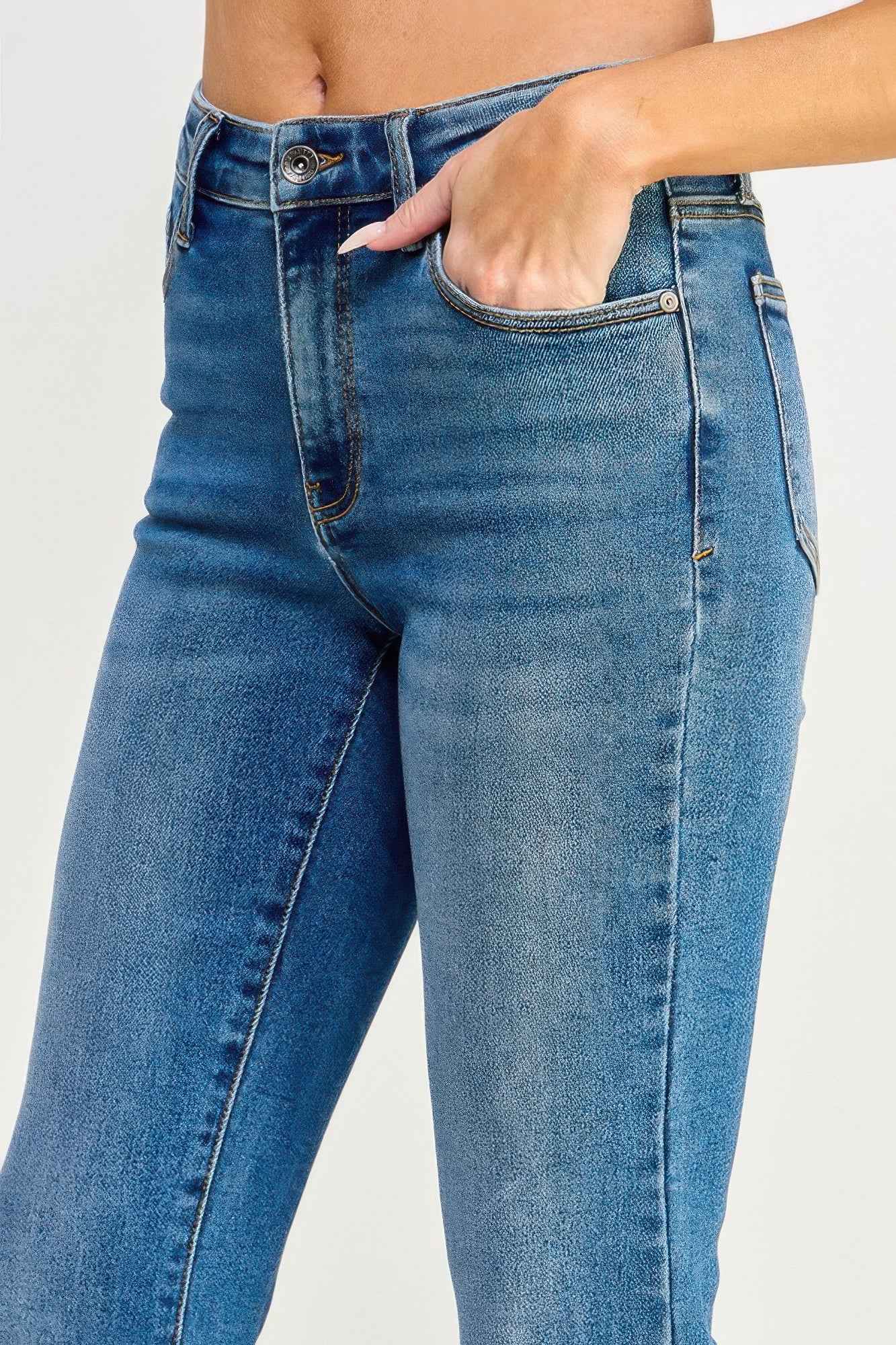 Tummy Control Mid Rise Skinny Bootcut