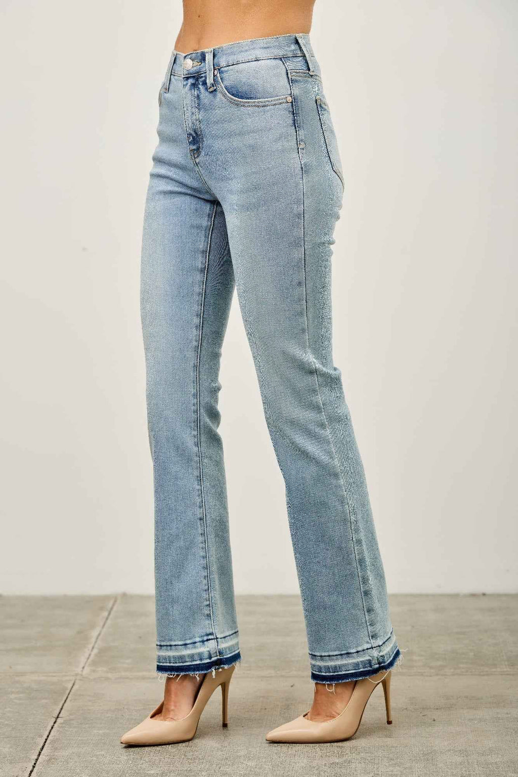 Mid Rise Flare With Released Hem