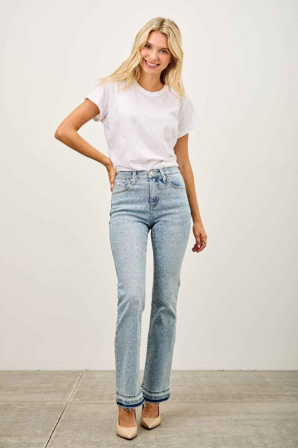 Mid Rise Flare With Released Hem