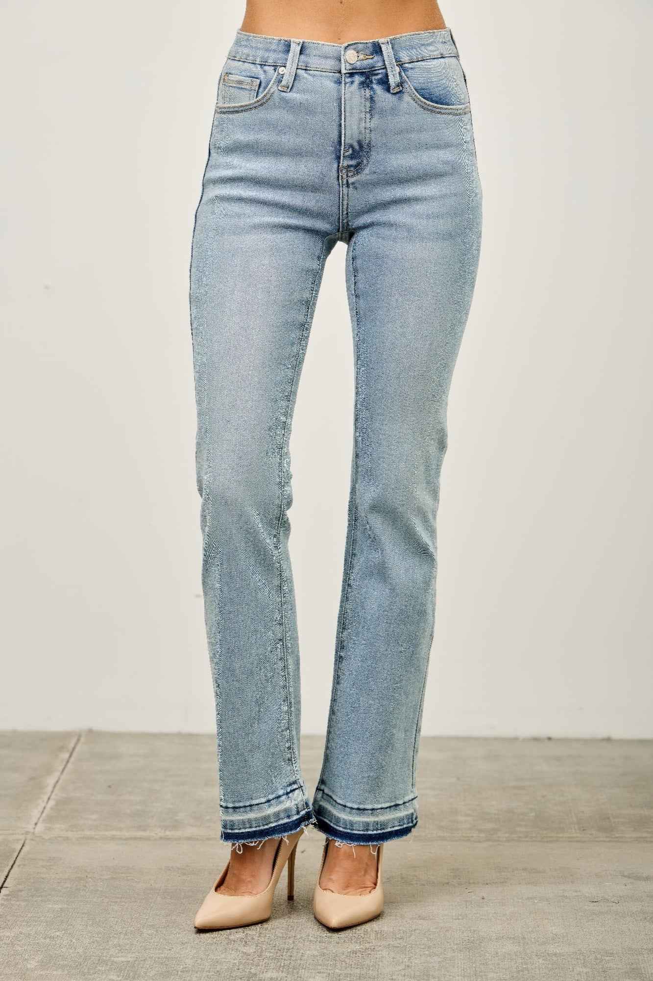 Mid Rise Flare With Released Hem