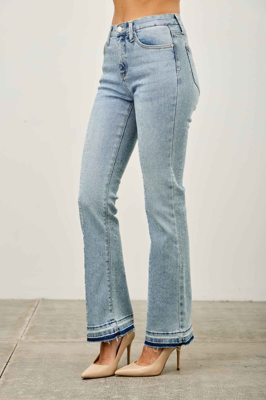 Mid Rise Flare With Released Hem