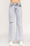 High Rise Wide Leg With Acid Grey