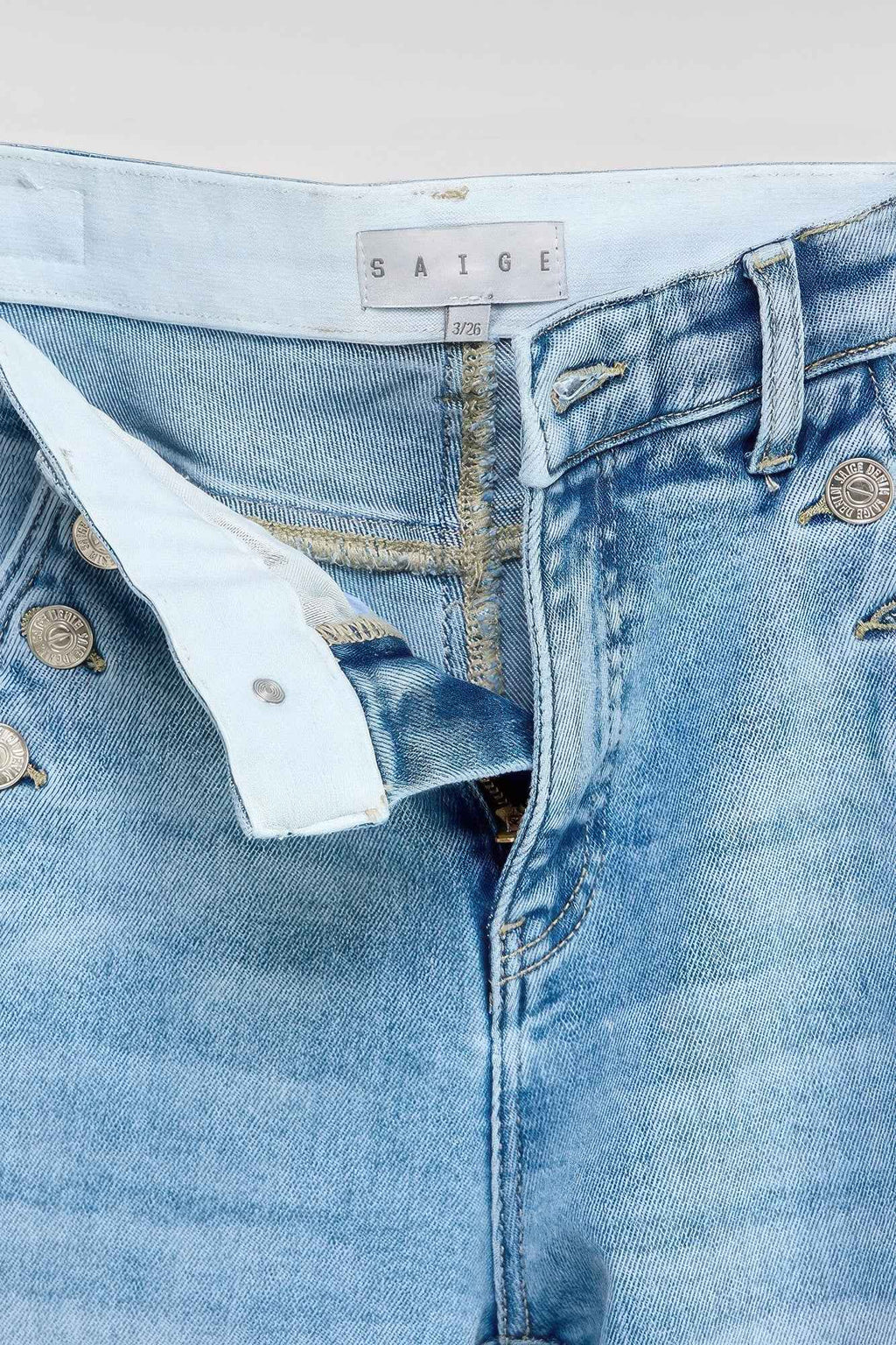High Rise Straight With Button Pocket