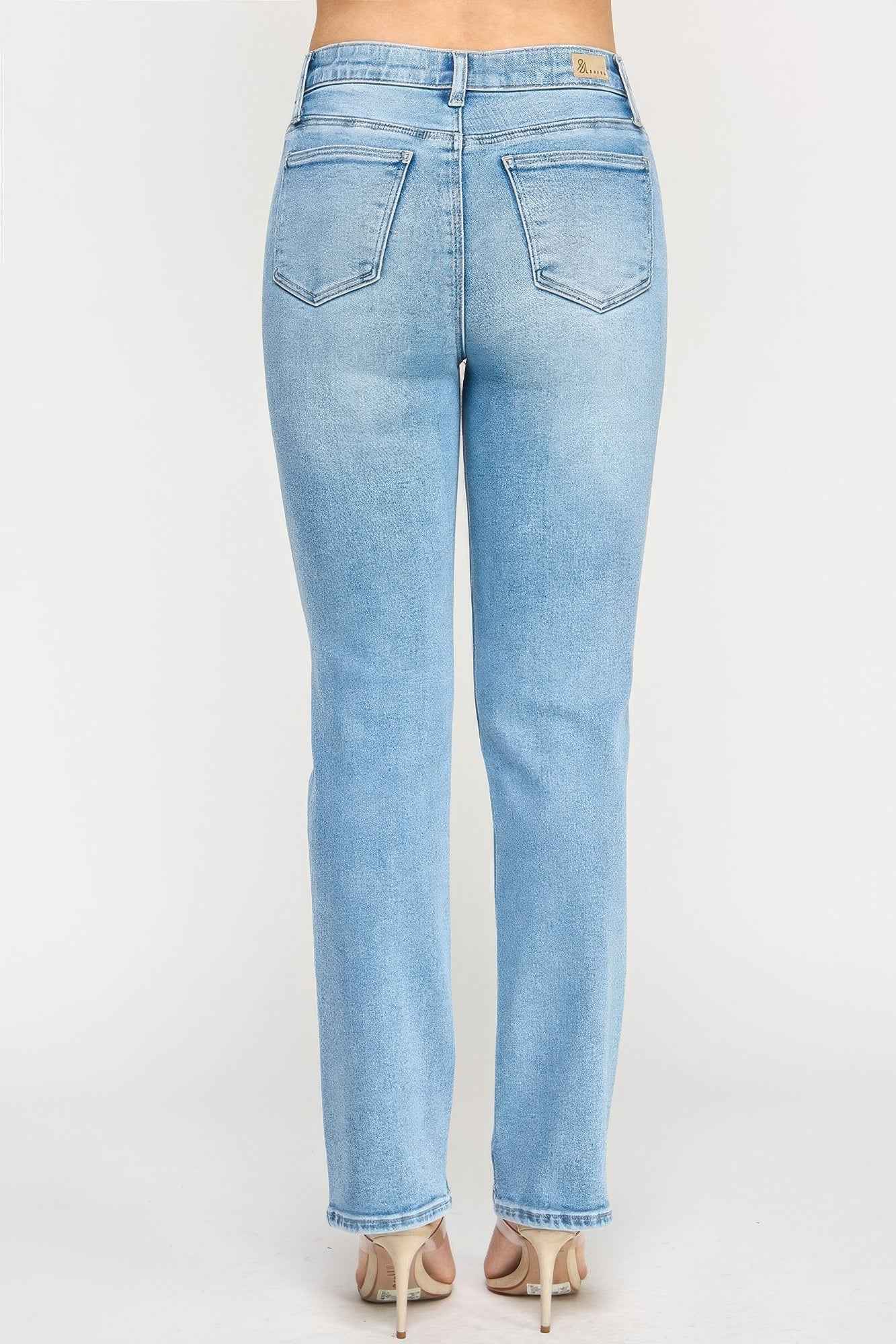 High Rise Straight With Button Pocket