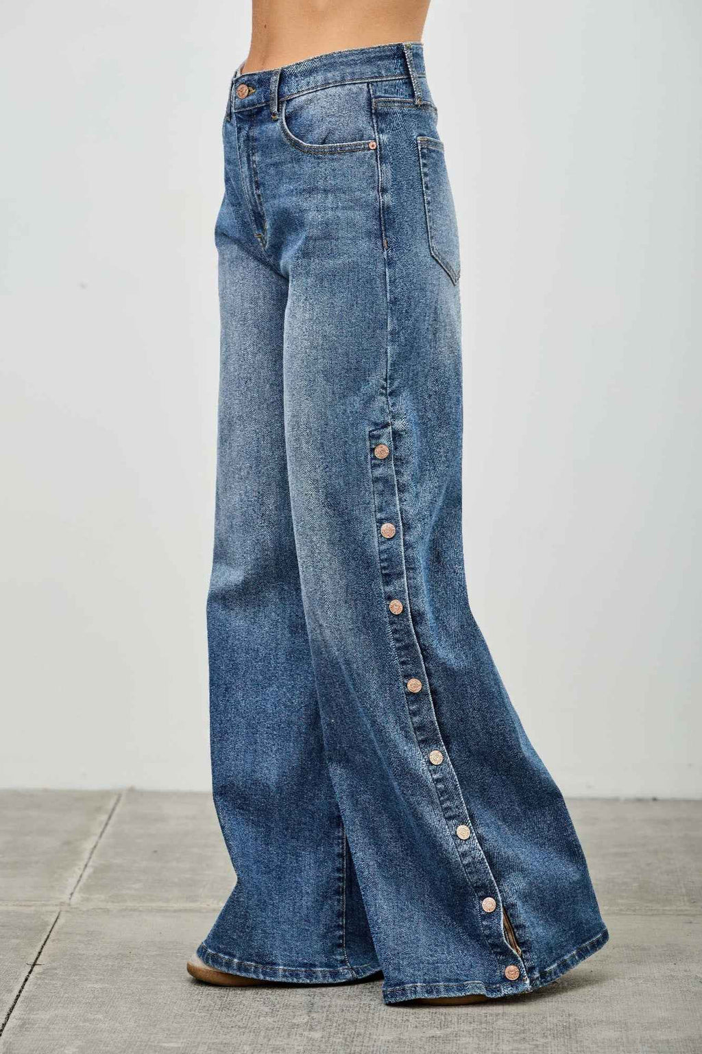 High Rise Wide Leg With Snap Buttons