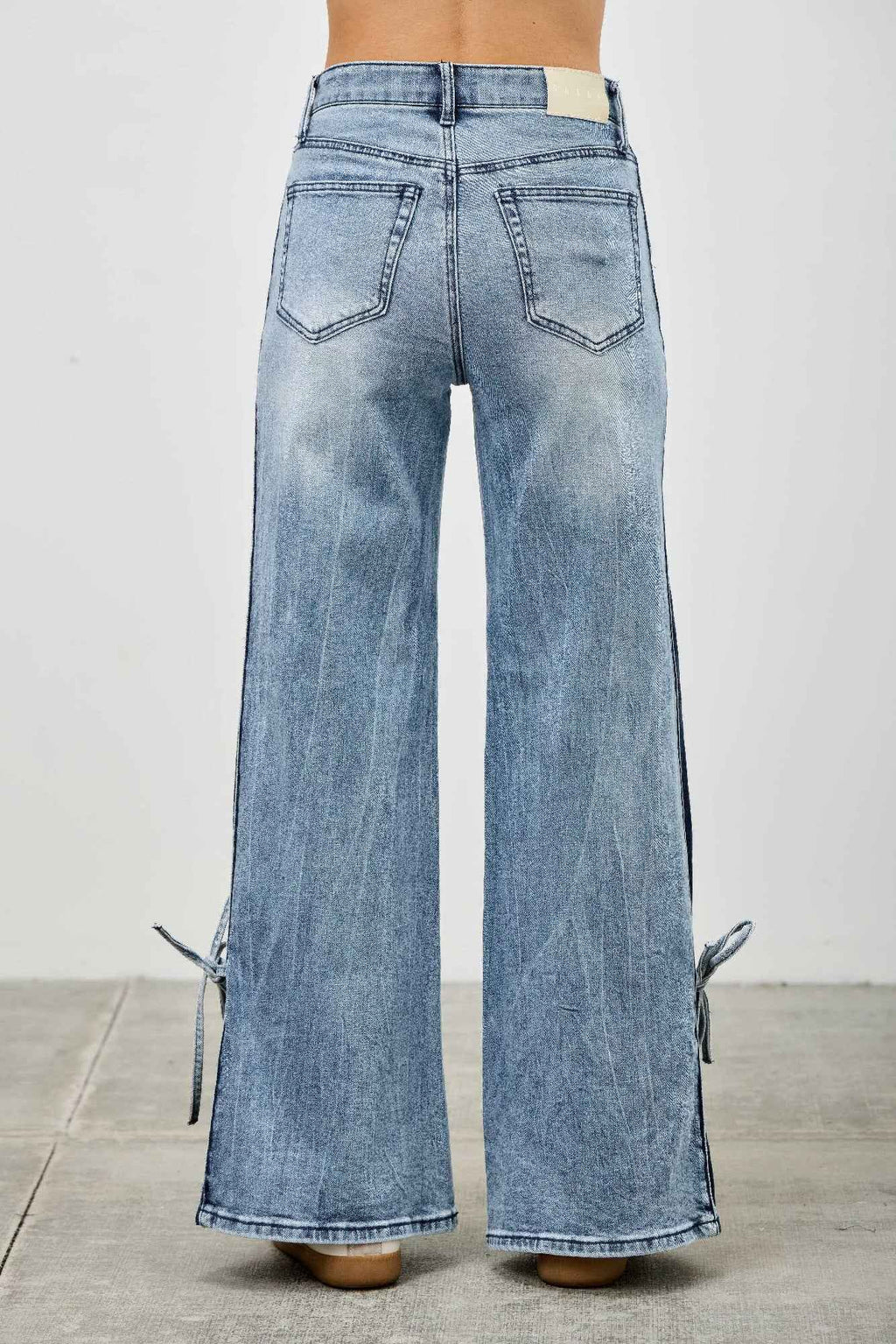 High Rise Contrast Wide Leg With Ribbon Tie