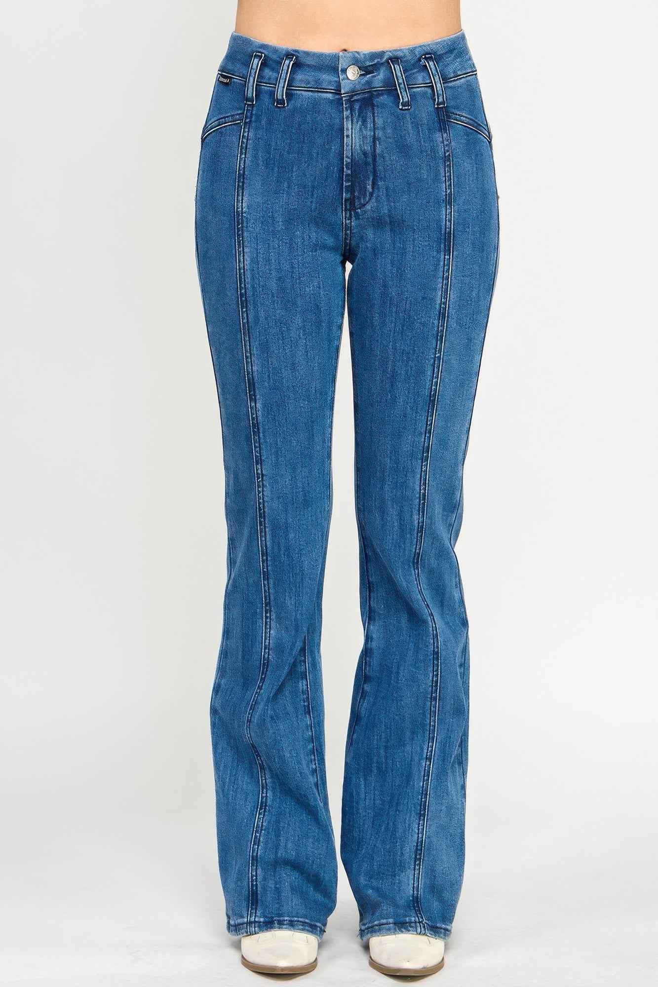 Hige Rise Seam Detail Bell Bottom