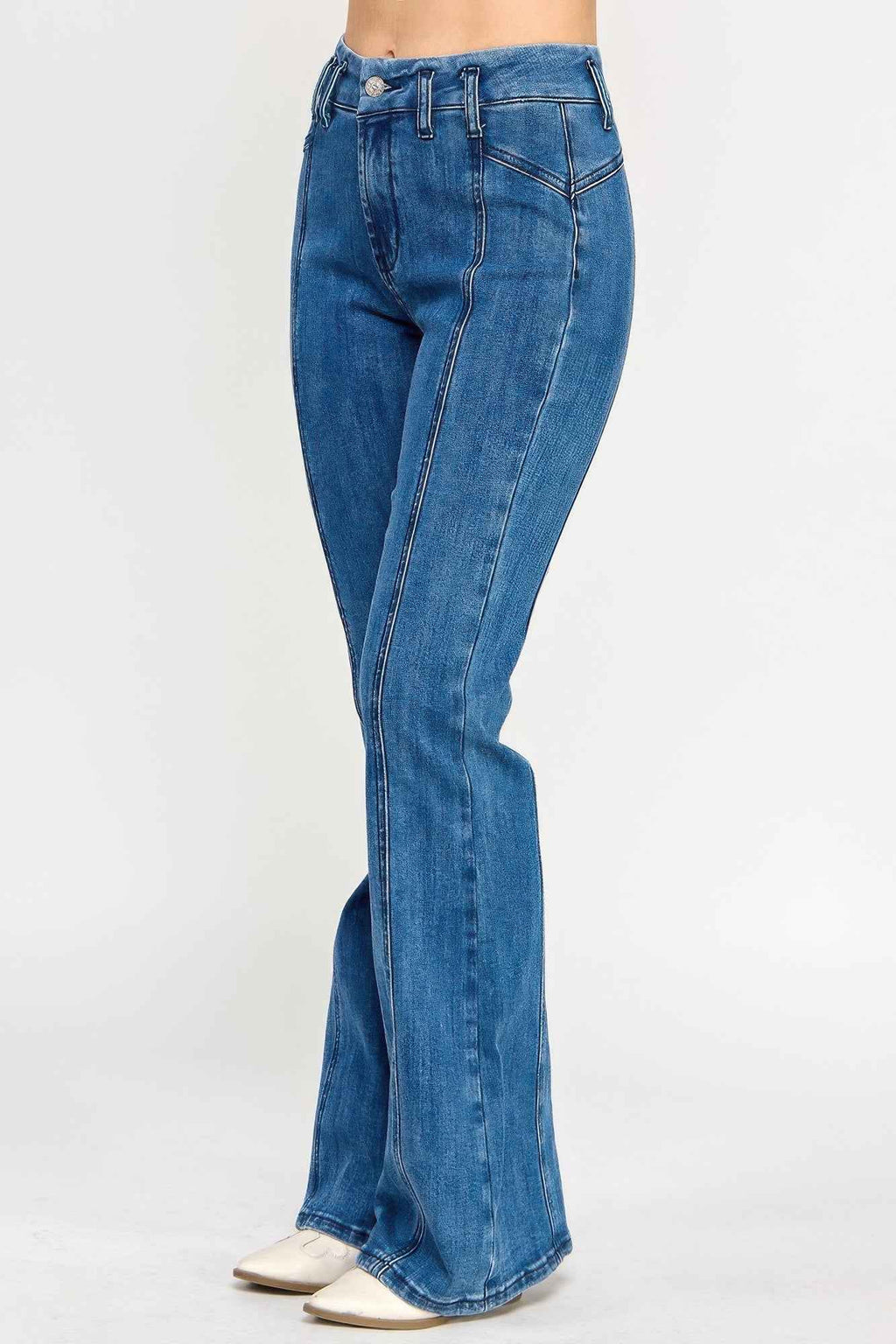 Hige Rise Seam Detail Bell Bottom