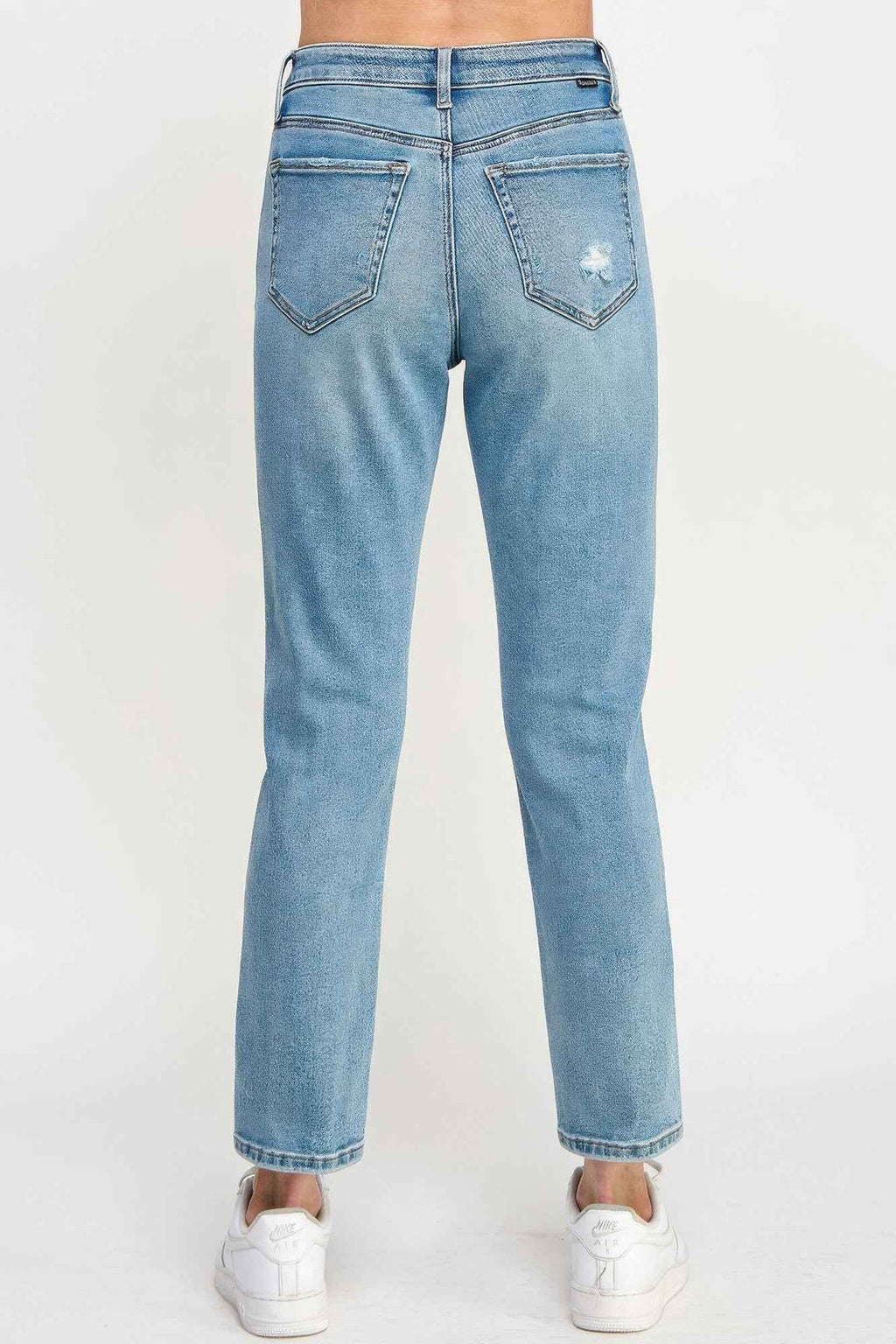 High Rise Distressed Relaxed Straight