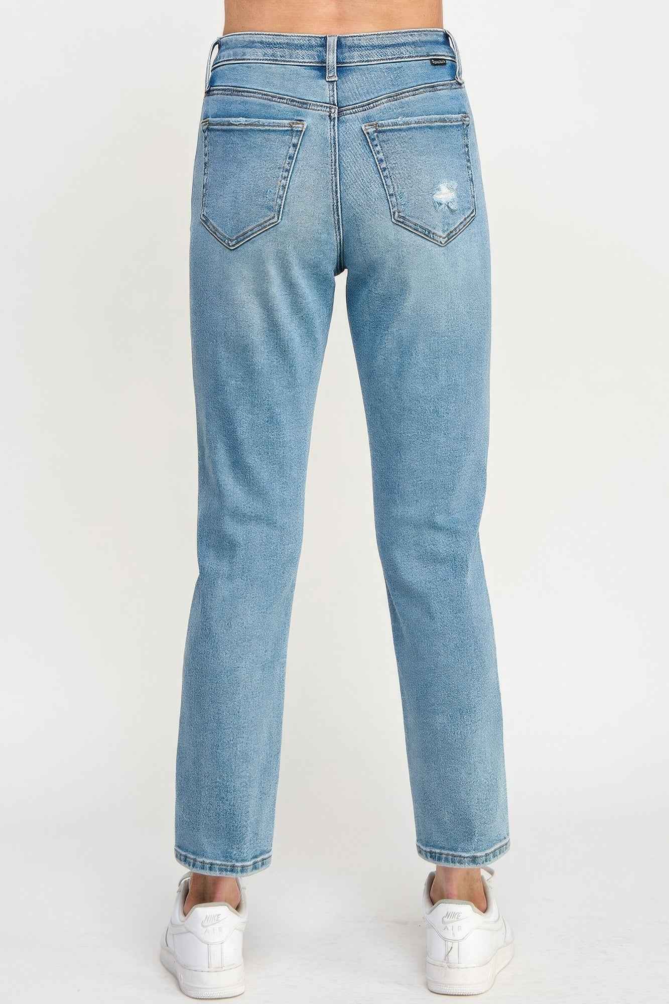 High Rise Distressed Relaxed Straight