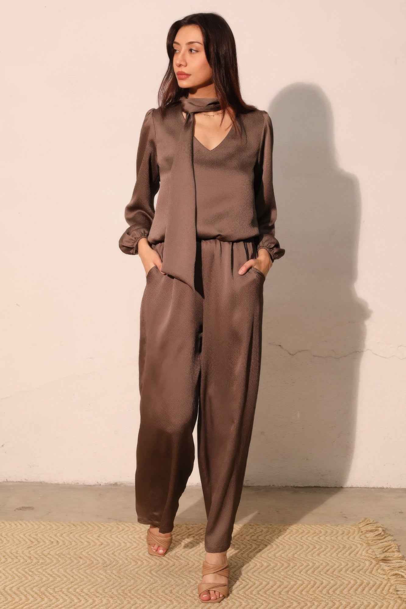 Hammered Satin Pocket Pants